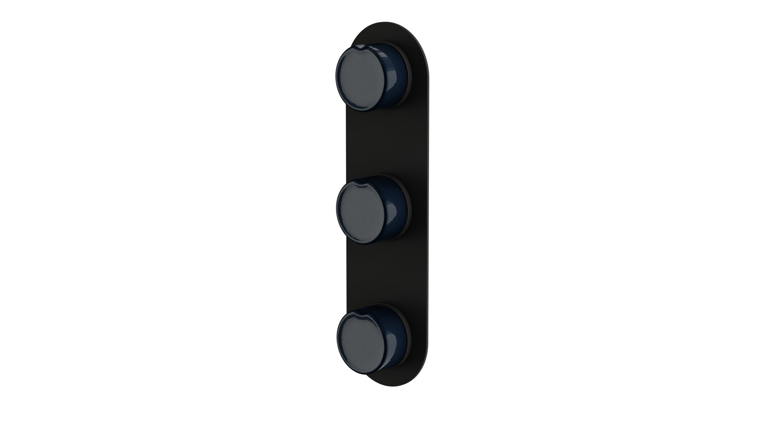 Foundry Three Handle Wall Mount Shower Trim with Groove Ceramic Knob Handles in Matte Black