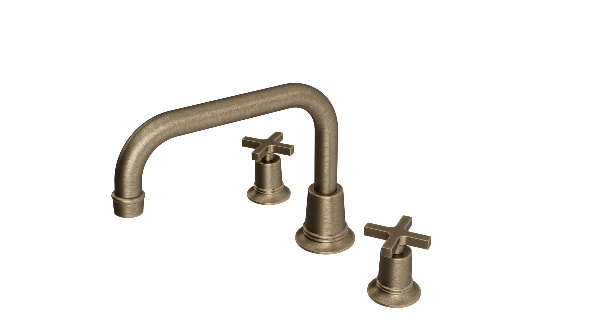 Emerson Two Handle Deck Mount Squaretop Bath Trim with Classic Cross Handles in Antique Brass