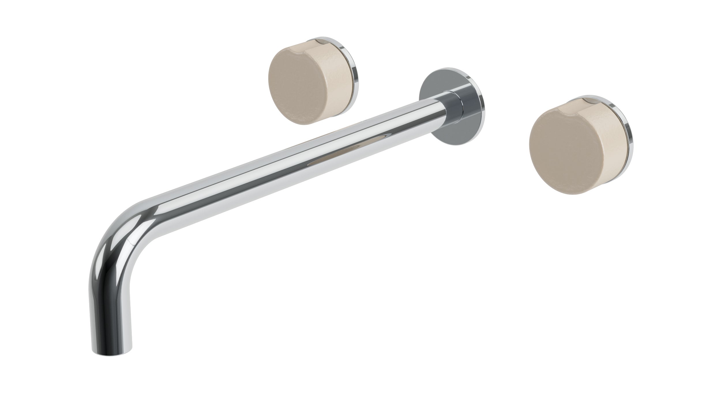 Foundry Two Handle Wall Mount 12" Lavatory Faucet with Groove Ceramic Knob Handles in Polished Chrome