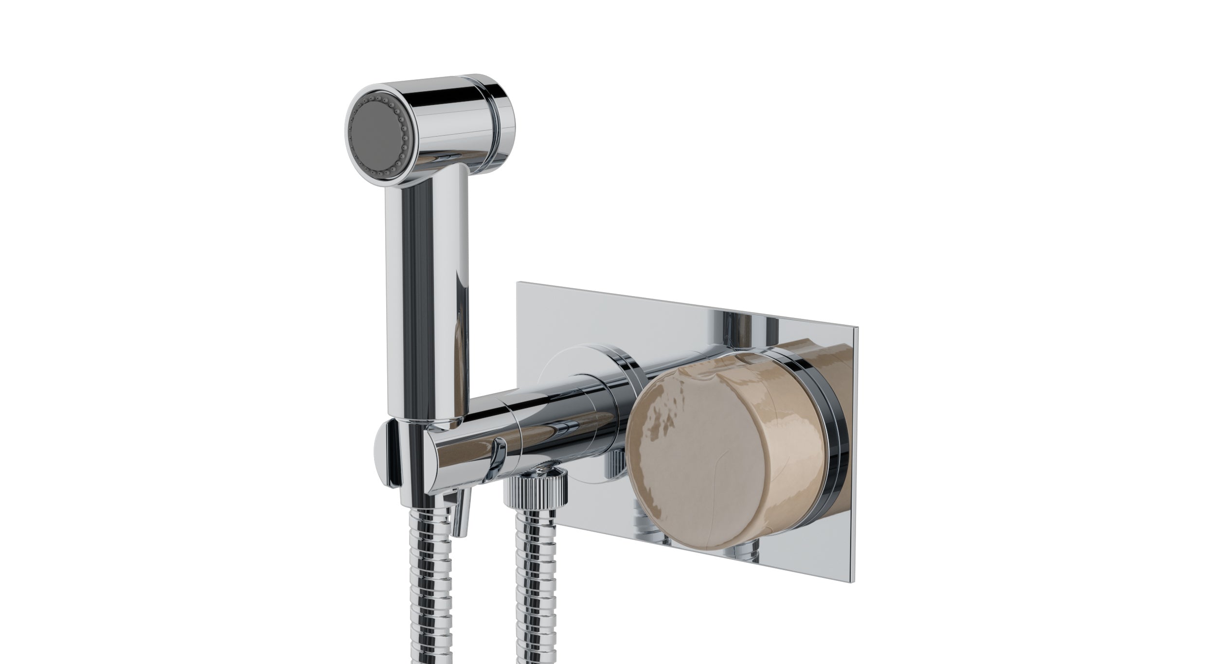 Foundry One Handle Wall Mount Bidet Trim with Groove Ceramic Knob Handle in Polished Chrome