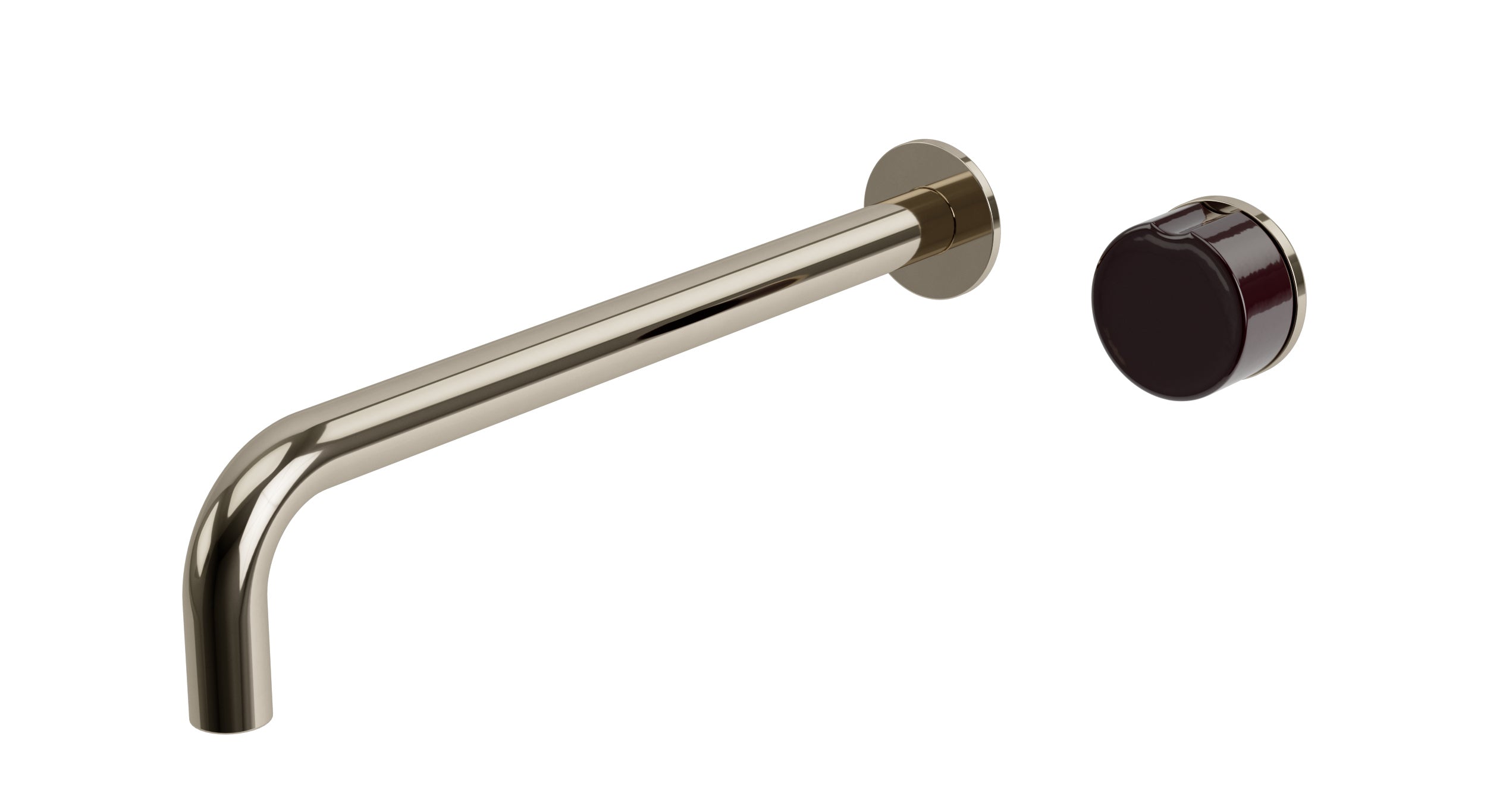 Foundry One Handle Wall Mount 12" Lavatory Faucet with Groove Ceramic Knob Handle in Polished Nickel