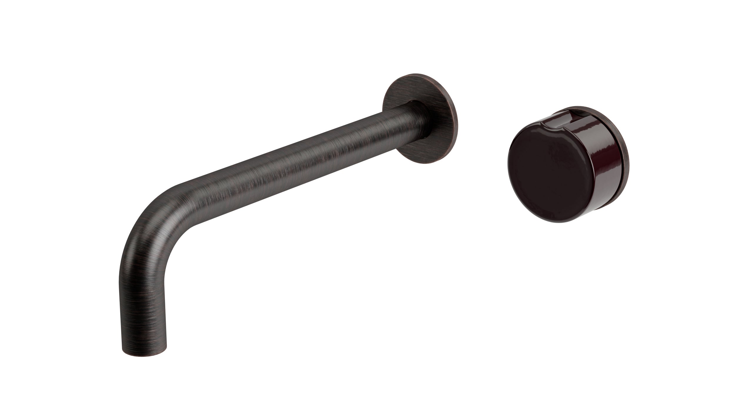 Foundry One Handle Wall Mount 7.5" Lavatory Faucet with Groove Ceramic Knob Handle in Antique Bronze