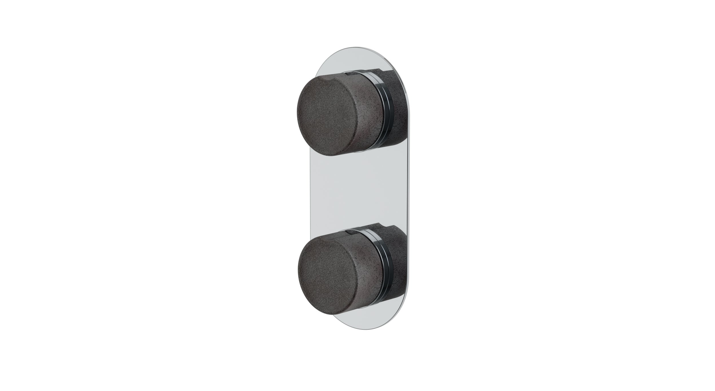Foundry Two Handle Wall Mount Shower Trim with Groove Ceramic Knob Handles in Polished Chrome