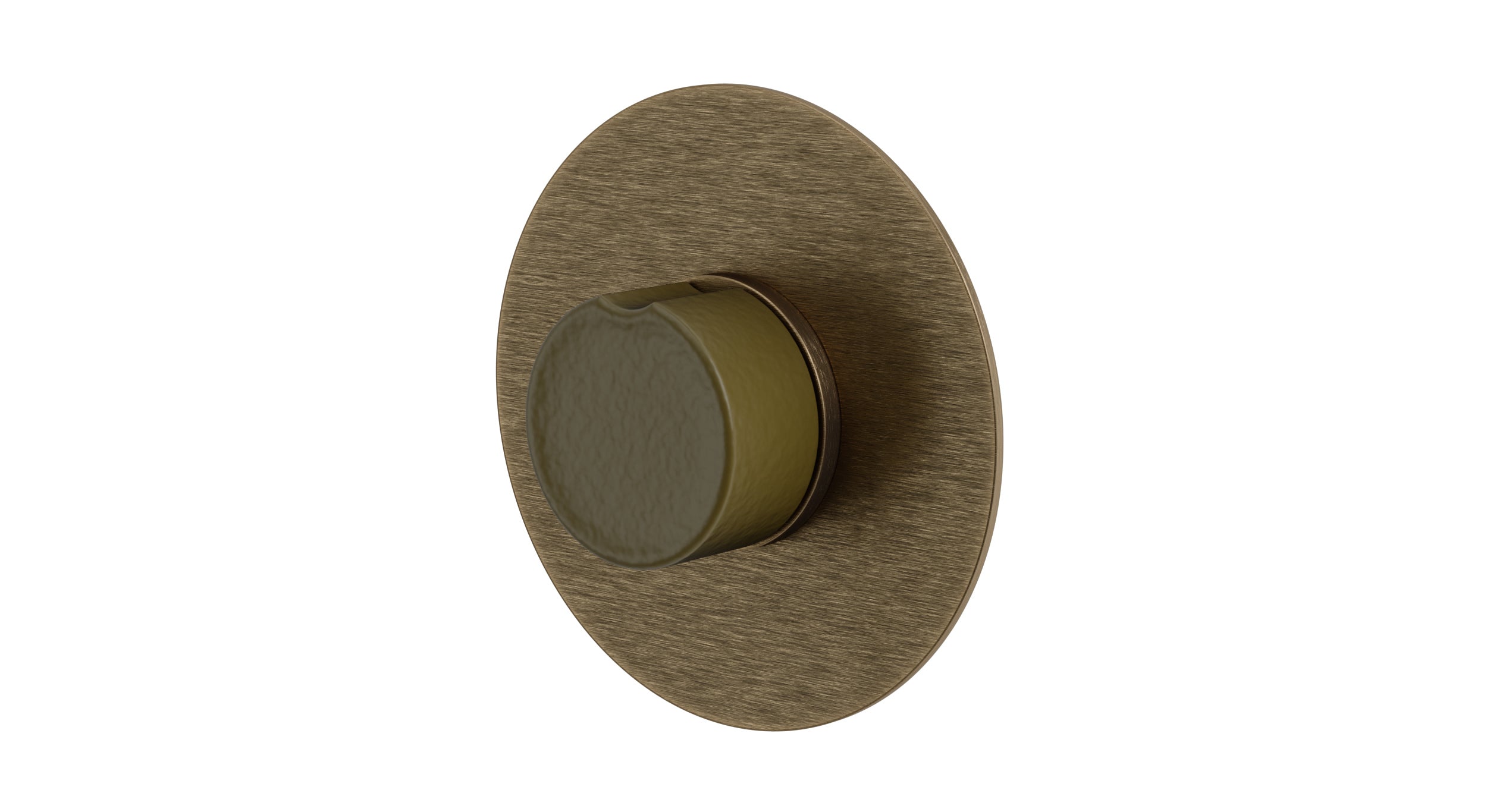 Foundry One Handle Wall Mount Shower Trim with Groove Ceramic Knob Handle in Antique Brass