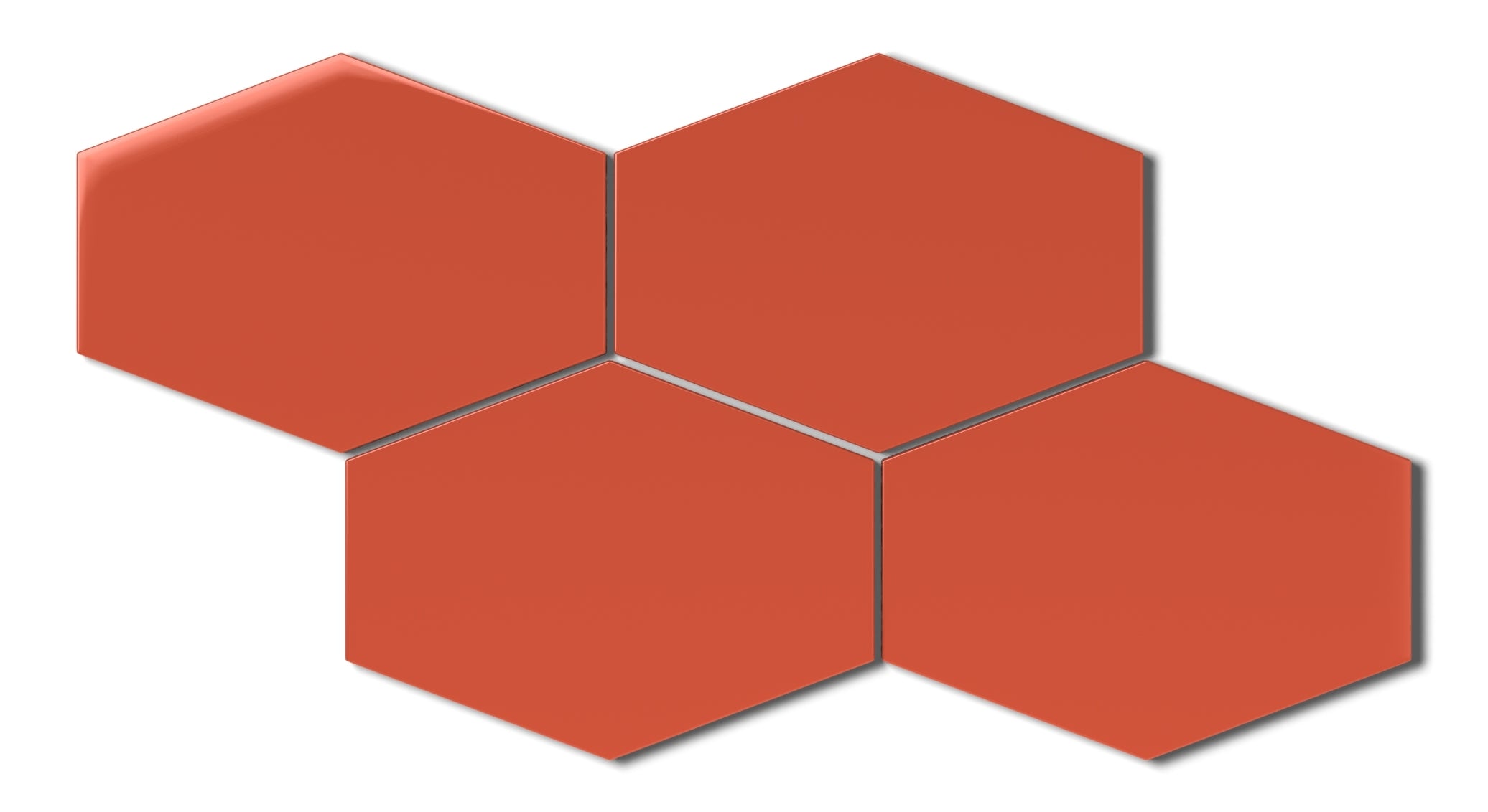 Elongated Hexagon Natural Press Ceramic Tile in Vermillion Gloss