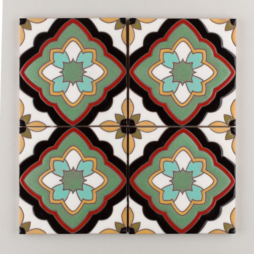 6x6 Handpainted Tile Cordoba in Warm Motif