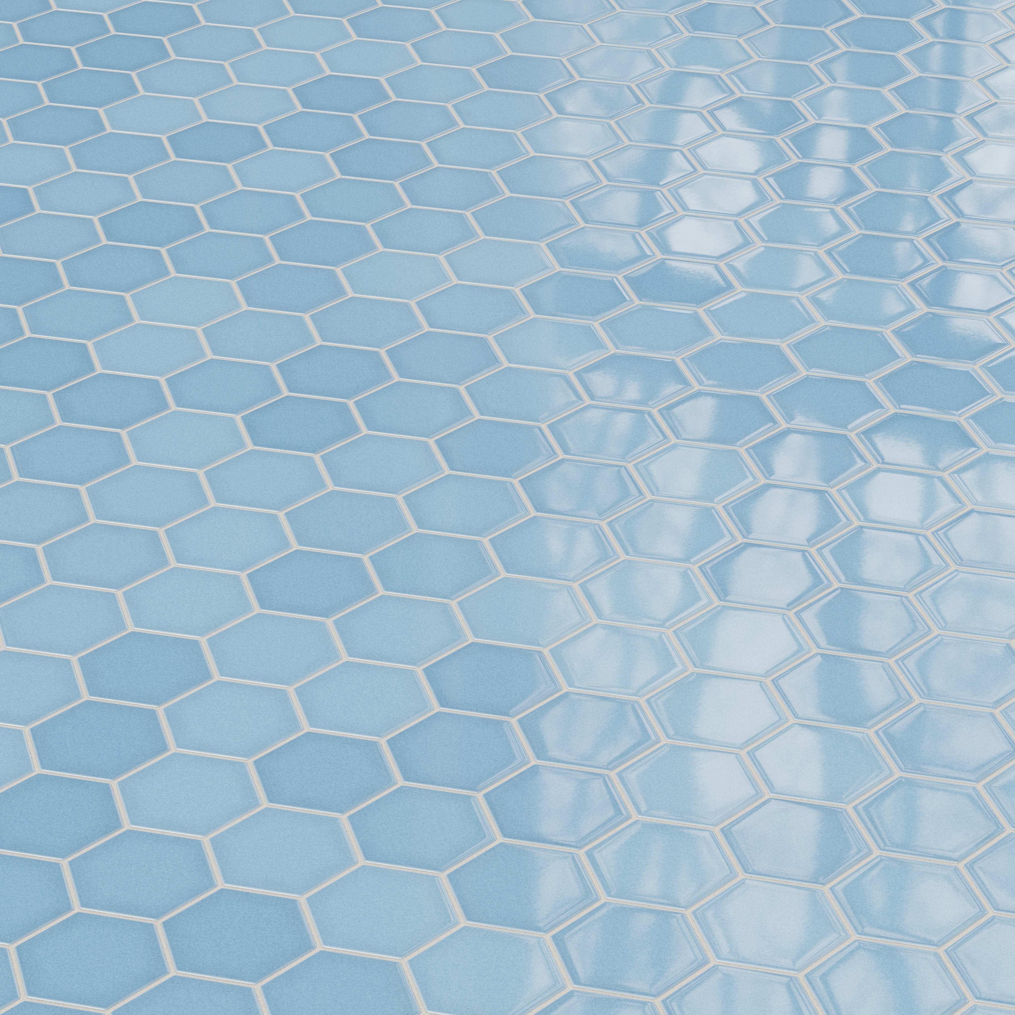 4" Hexagon Original Ceramic Tile in Caribbean Sea Gloss
