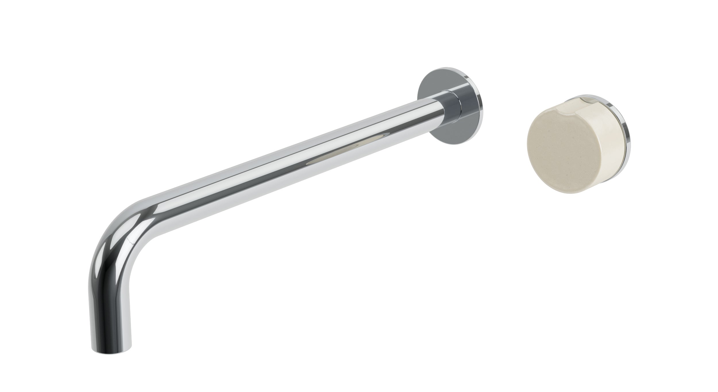 Foundry One Handle Wall Mount 12" Lavatory Faucet with Groove Ceramic Knob Handle in Polished Chrome