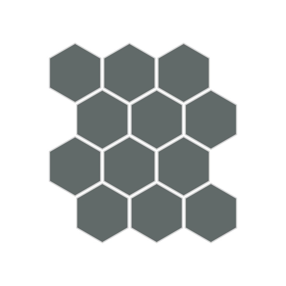 2" Hexagon Sheeted Original Ceramic Mosaic Tile in Flagstone Gloss