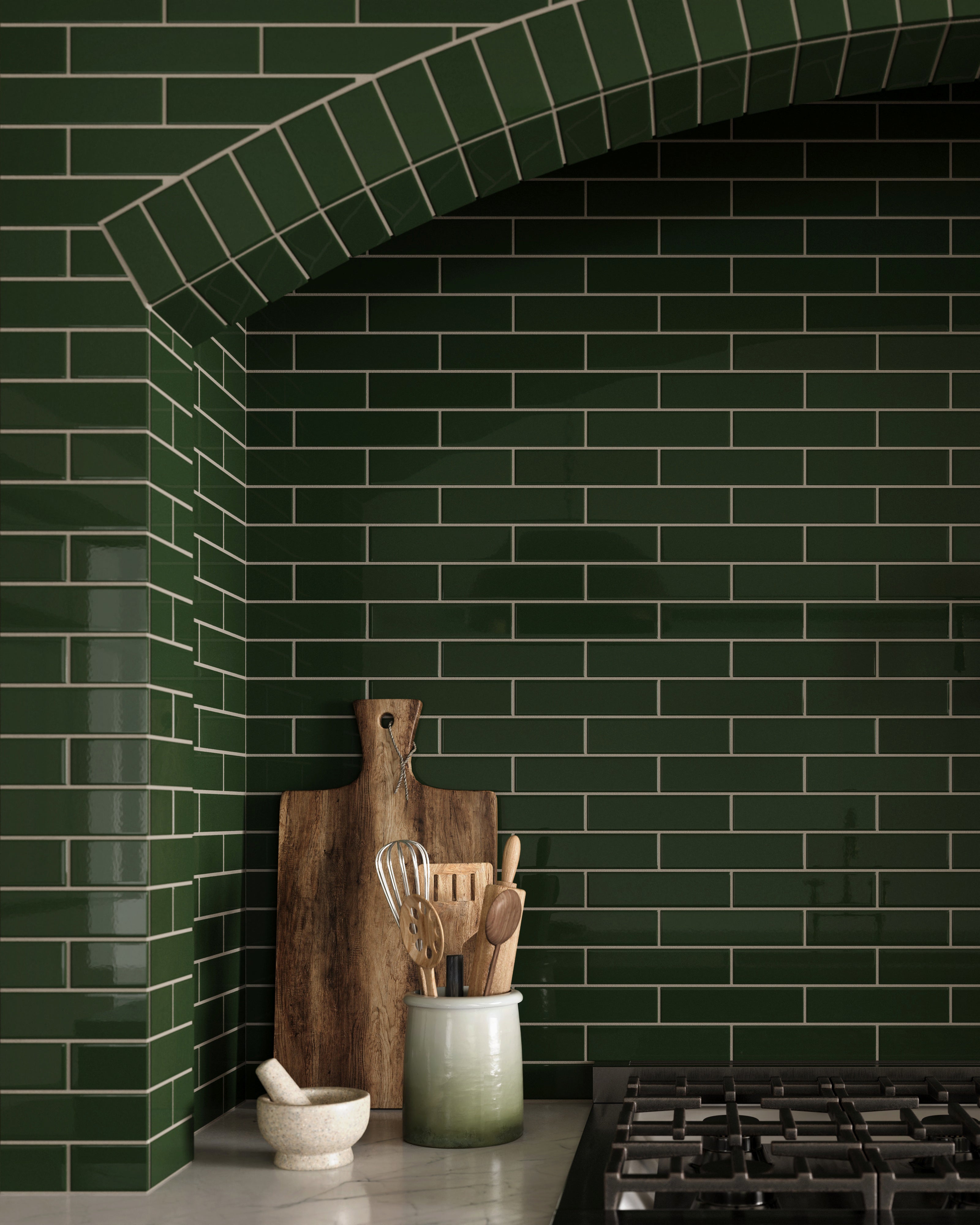2x8 Original Ceramic Tile in Hunter Green Gloss