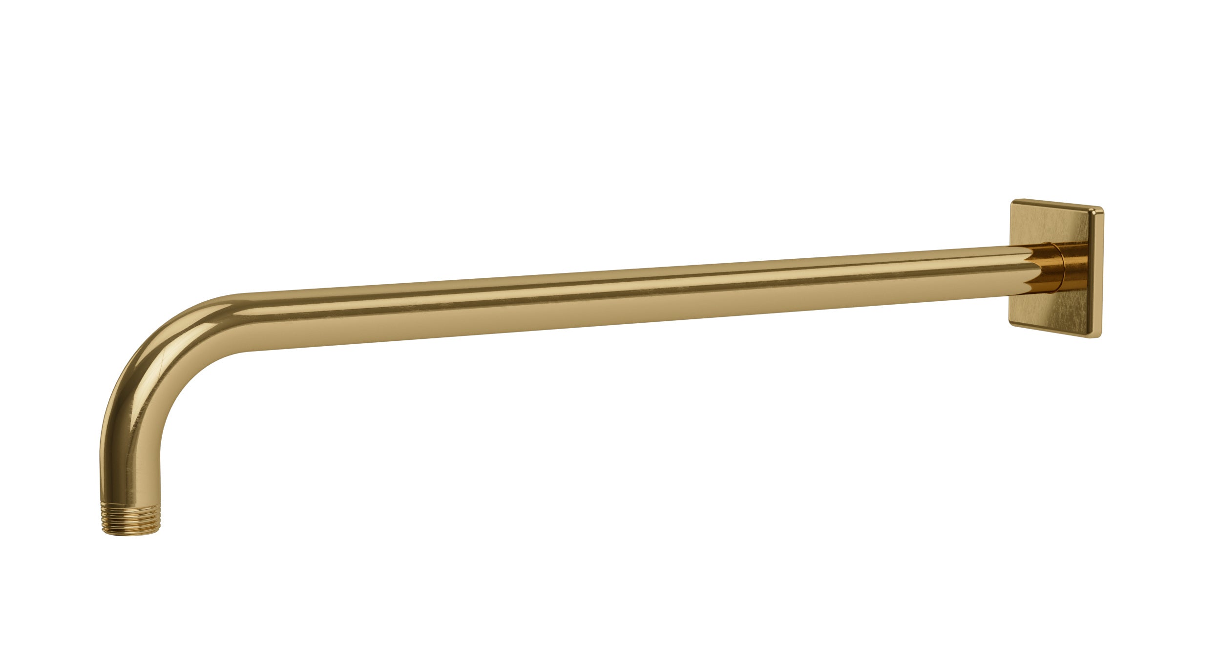 Flatiron 90-Degree 16" Shower Arm with Flange in Uncoated Polished Brass