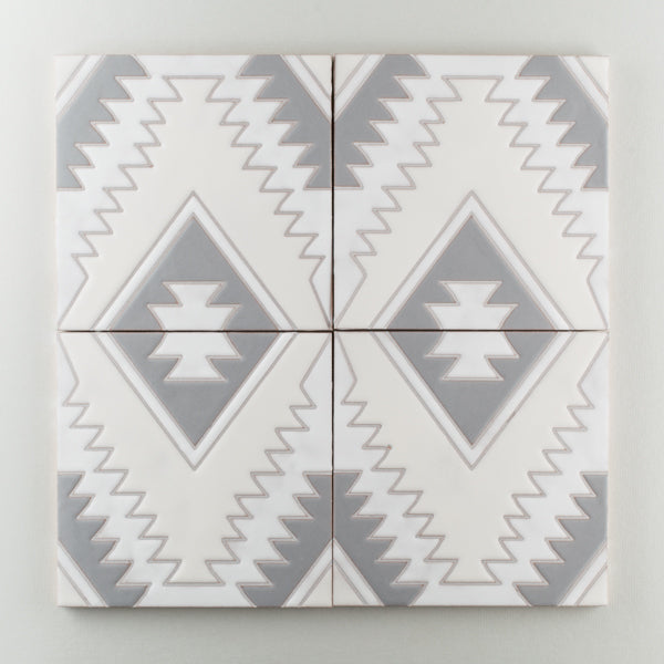 8x8 Handpainted Tile Old Cairo in Neutral Motif