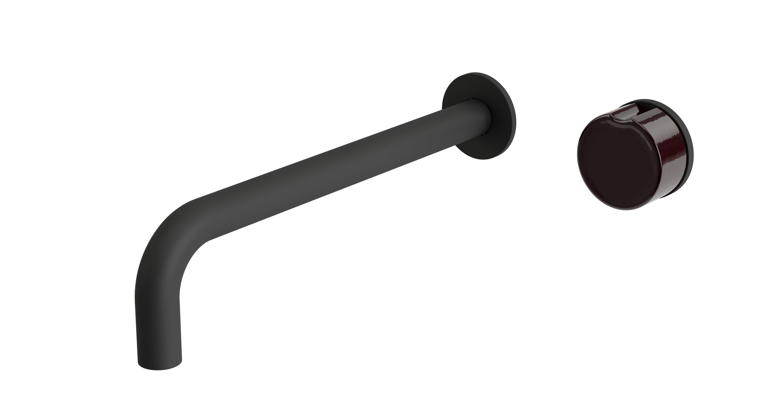 Foundry One Handle Wall Mount 10" Lavatory Faucet with Groove Ceramic Knob Handle in Matte Black
