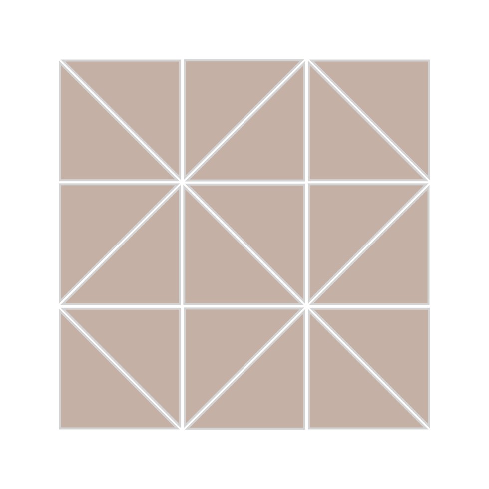 3" Triangle Sheeted - Quadrant Original Ceramic Mosaic Tile in Sweet Pea Matte