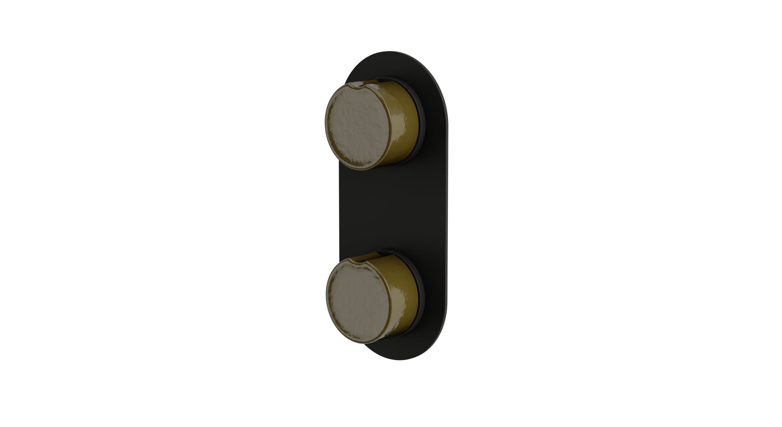 Foundry Two Handle Wall Mount Shower Trim with Groove Ceramic Knob Handles in Matte Black