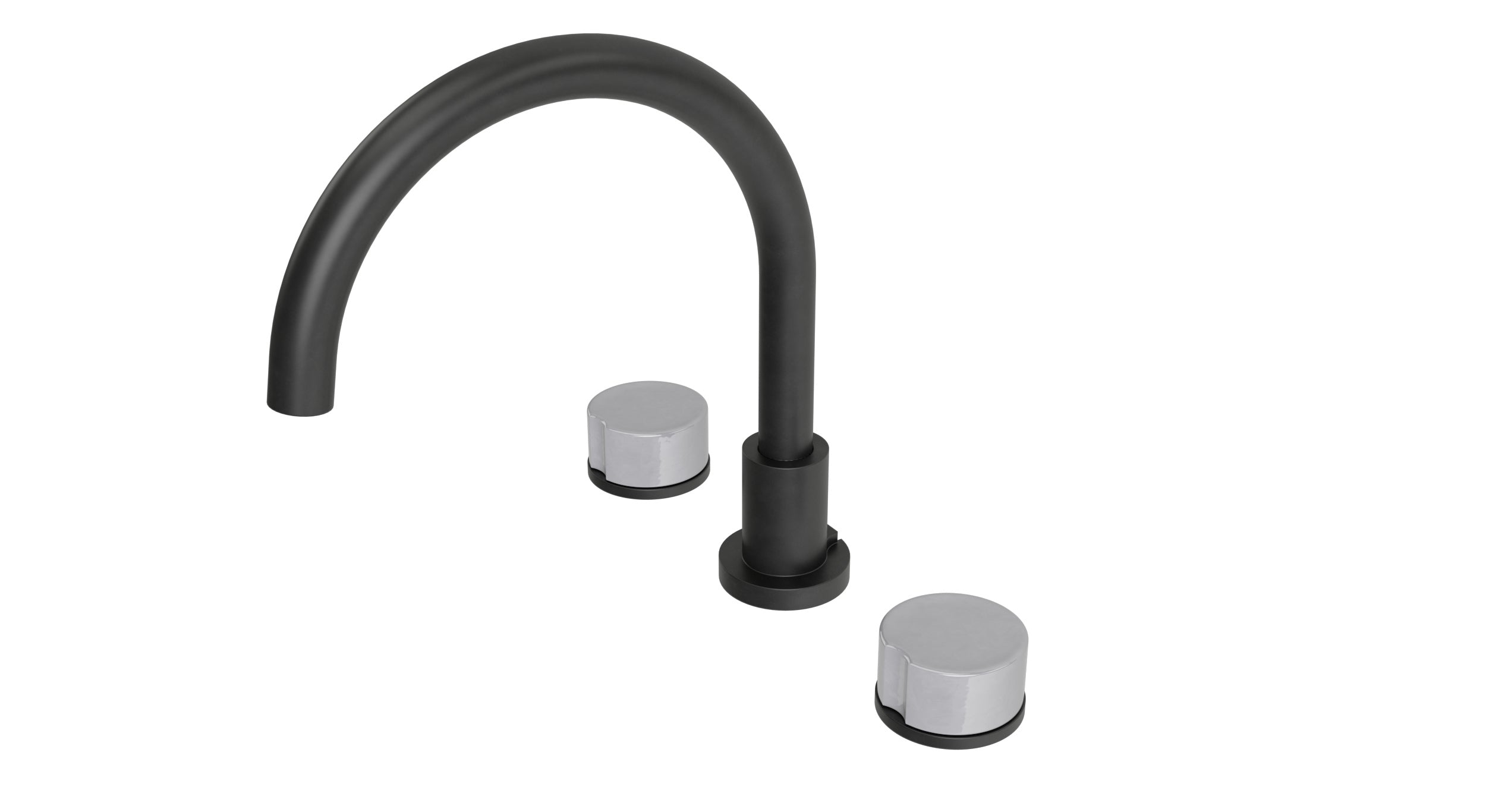 Foundry Two Handle Deck Mount Gooseneck Bath Trim with Groove Ceramic Knob Handles in Oil Rubbed Bronze