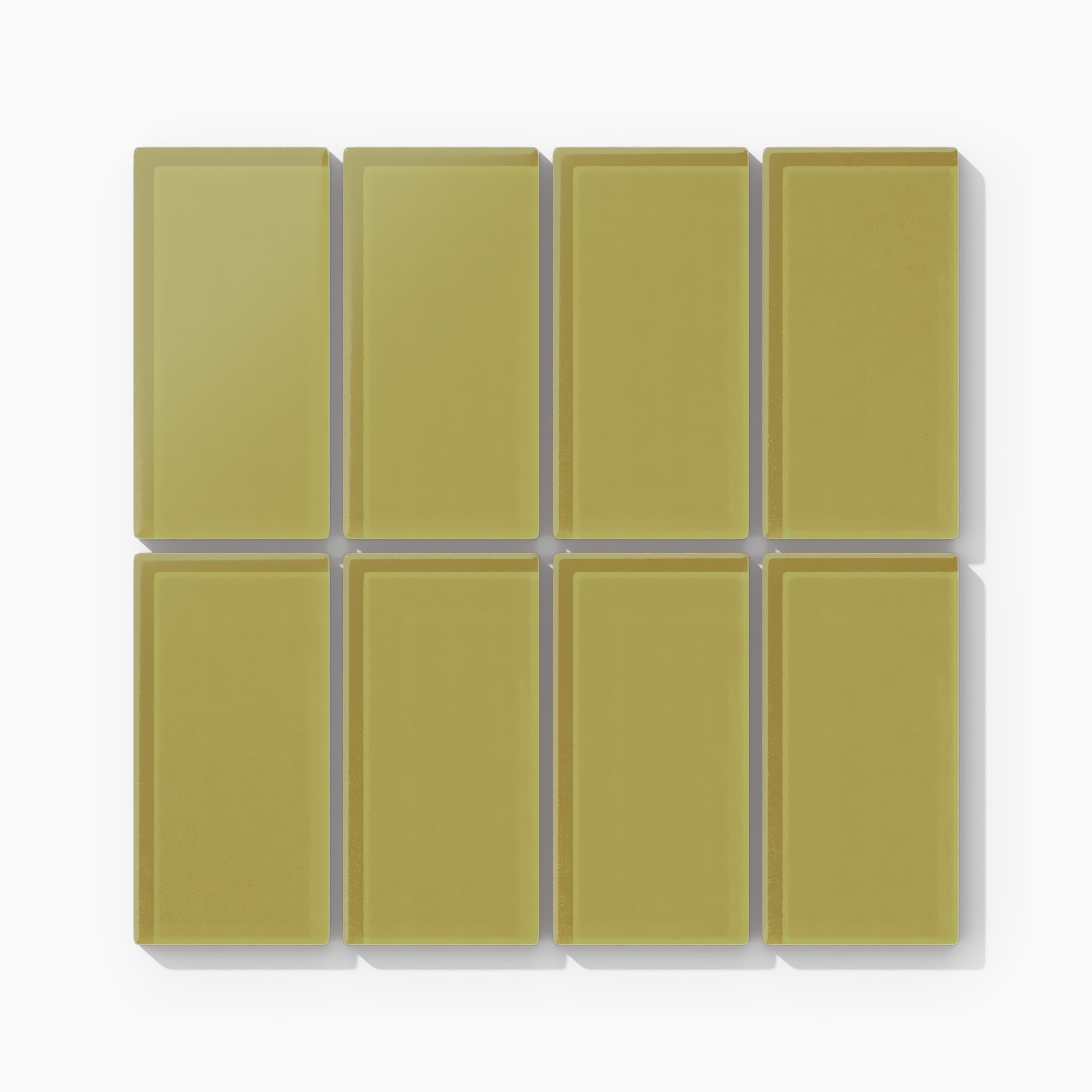 2x4 Straight Set Sheeted Glass Mosaic Tile in Pine Siskin Matte