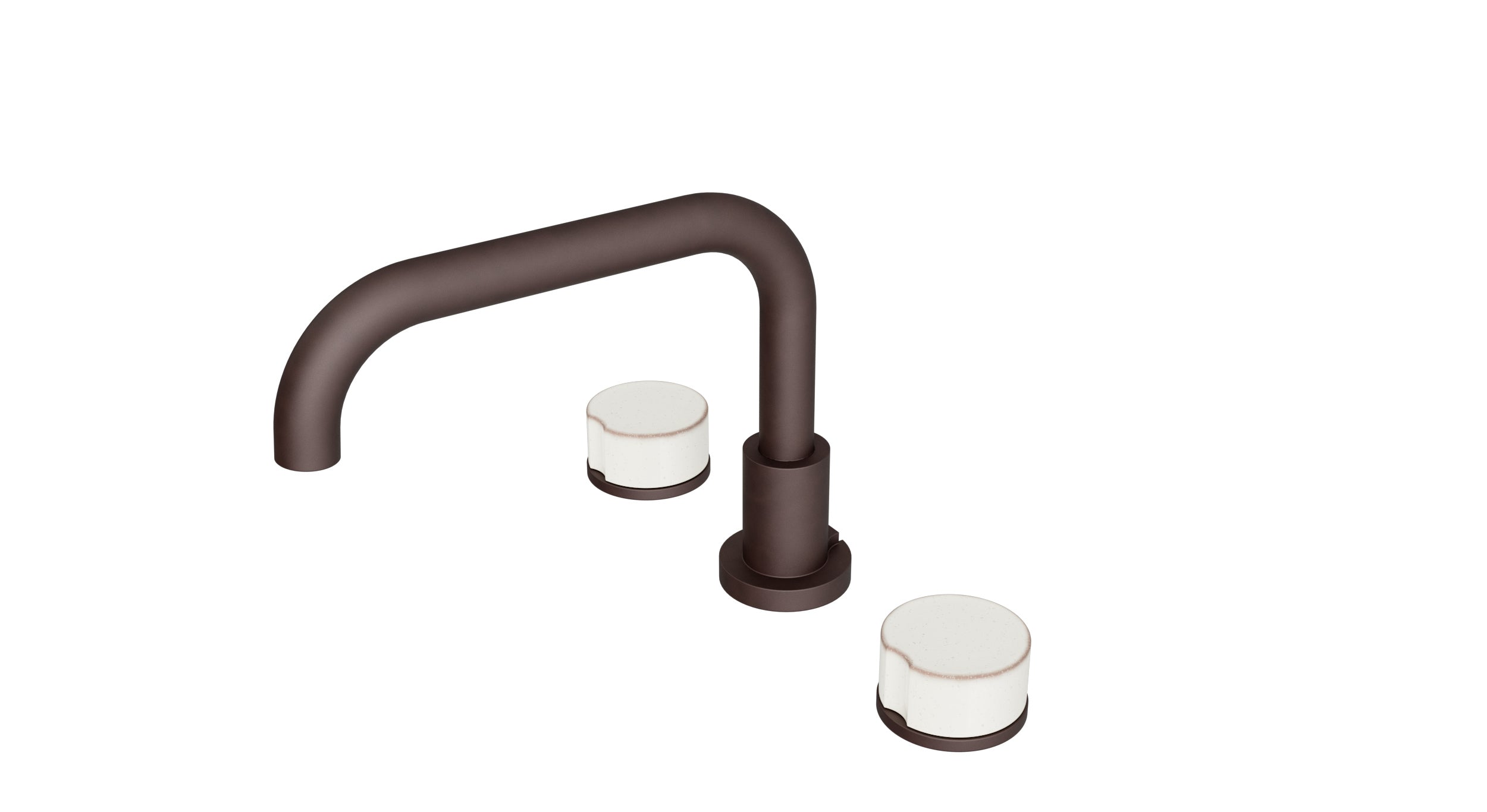 Foundry Two Handle Deck Mount Squaretop Bath Trim with Groove Ceramic Knob Handles in Architectural Copper