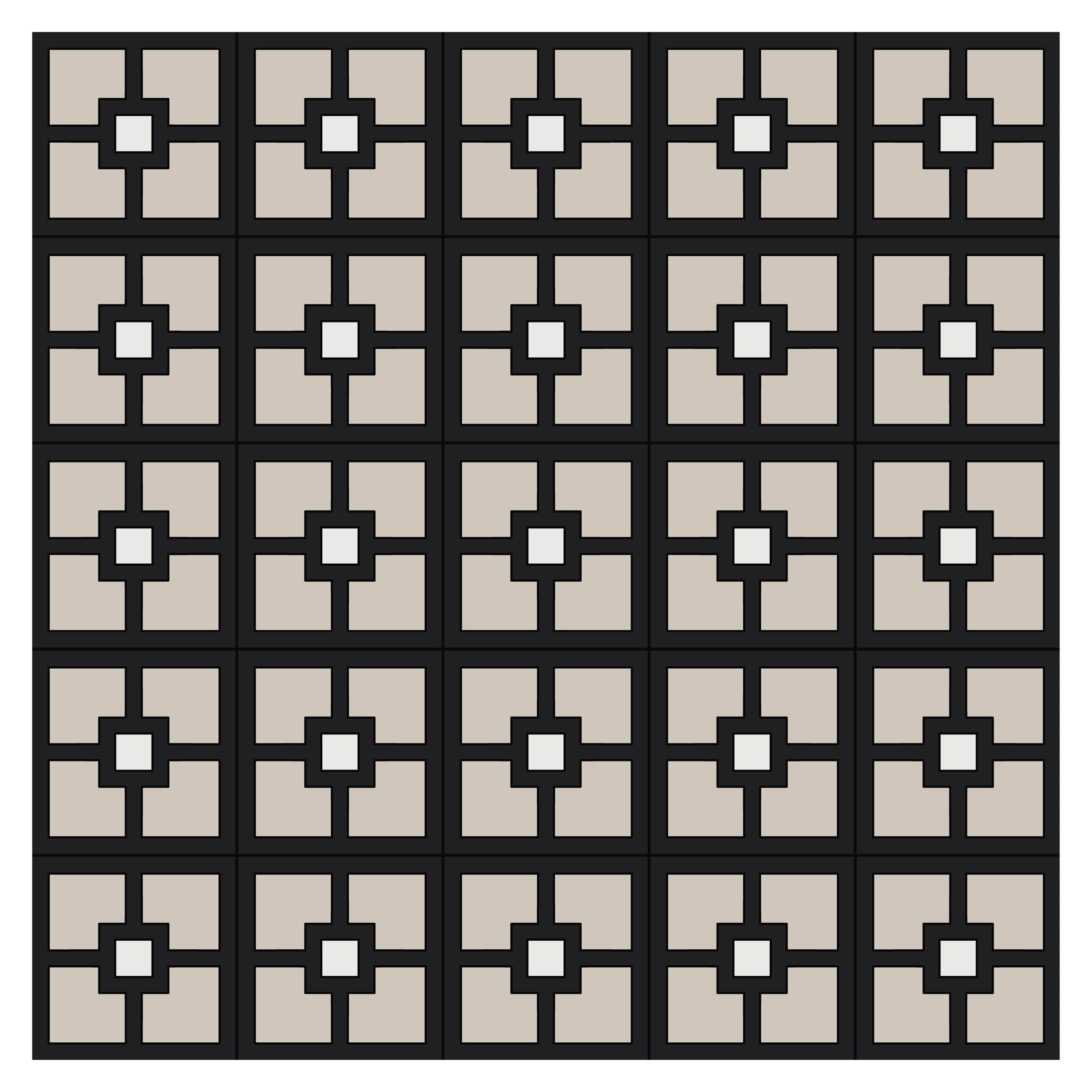 8x8 Handpainted Tile Seattle in Black Motif