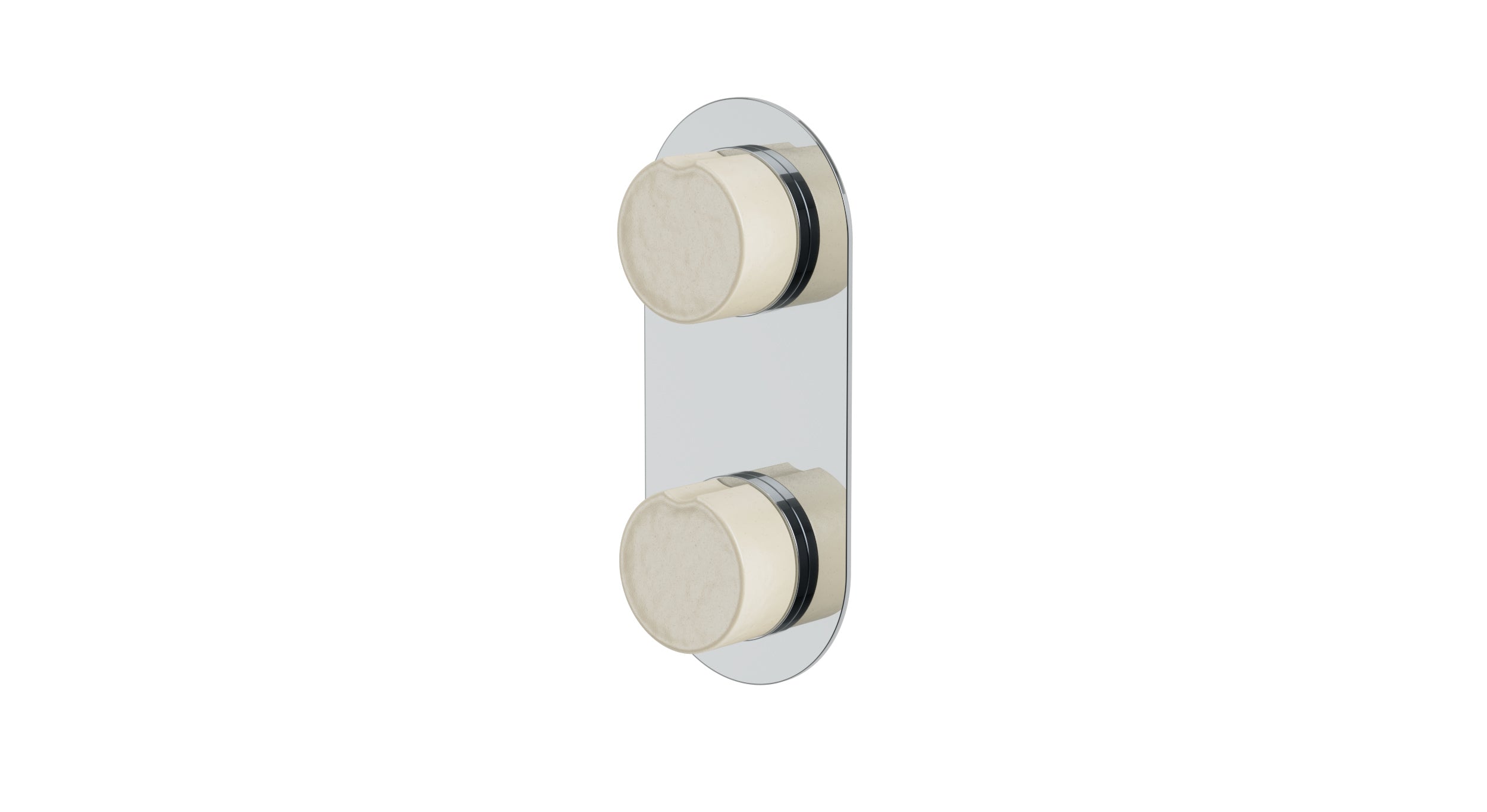 Foundry Two Handle Wall Mount Shower Trim with Groove Ceramic Knob Handles in Polished Chrome