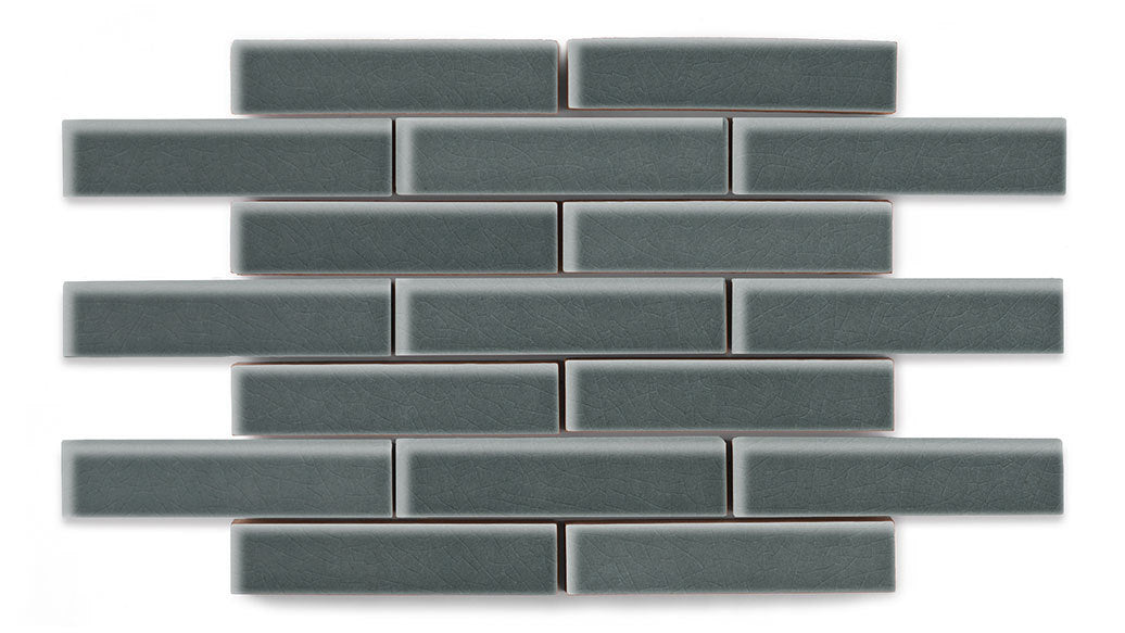 1x4 Half Offset Sheeted Original Ceramic Mosaic Tile in Tempest Gloss