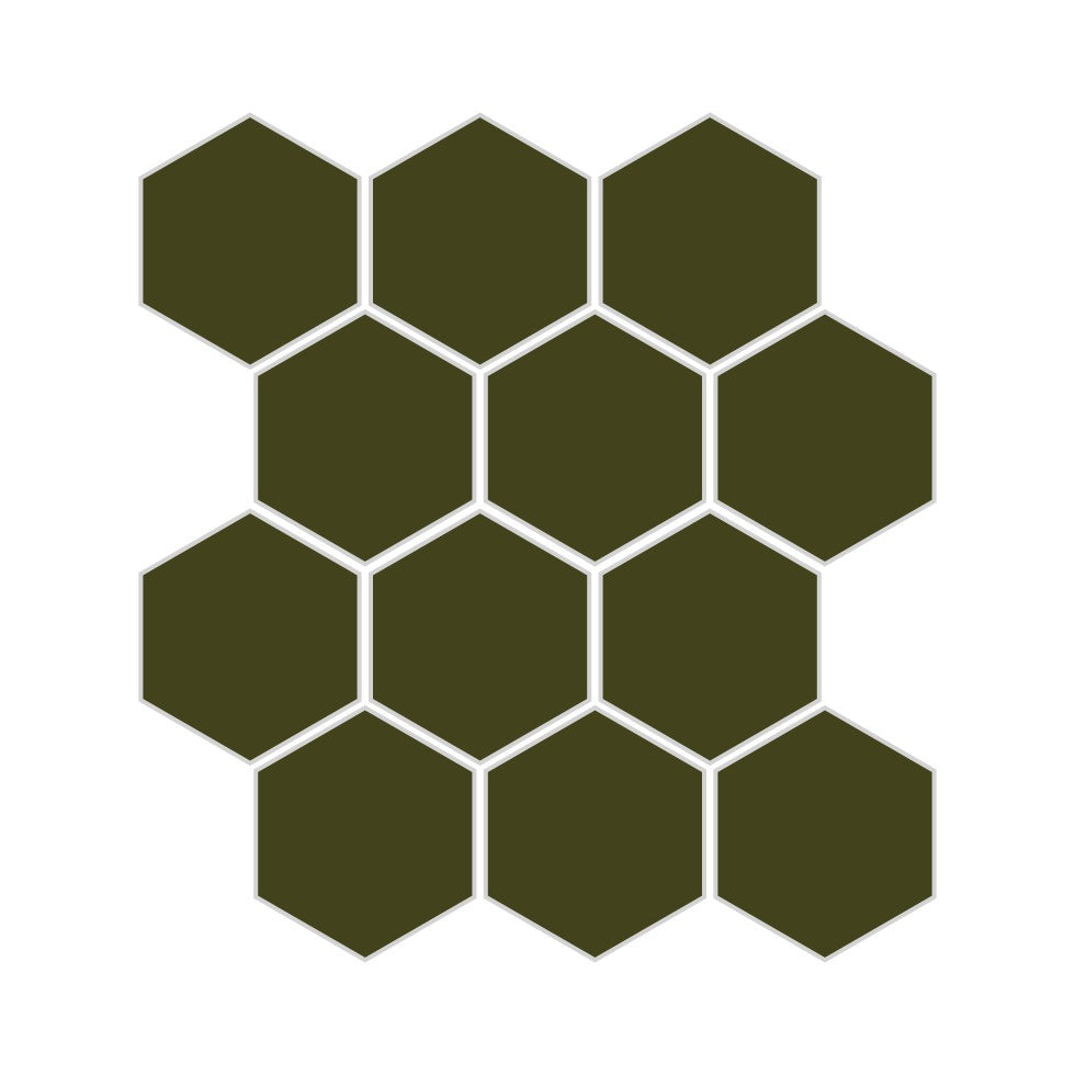 3" Hexagon Sheeted Original Ceramic Mosaic Tile in Lone Pine Matte