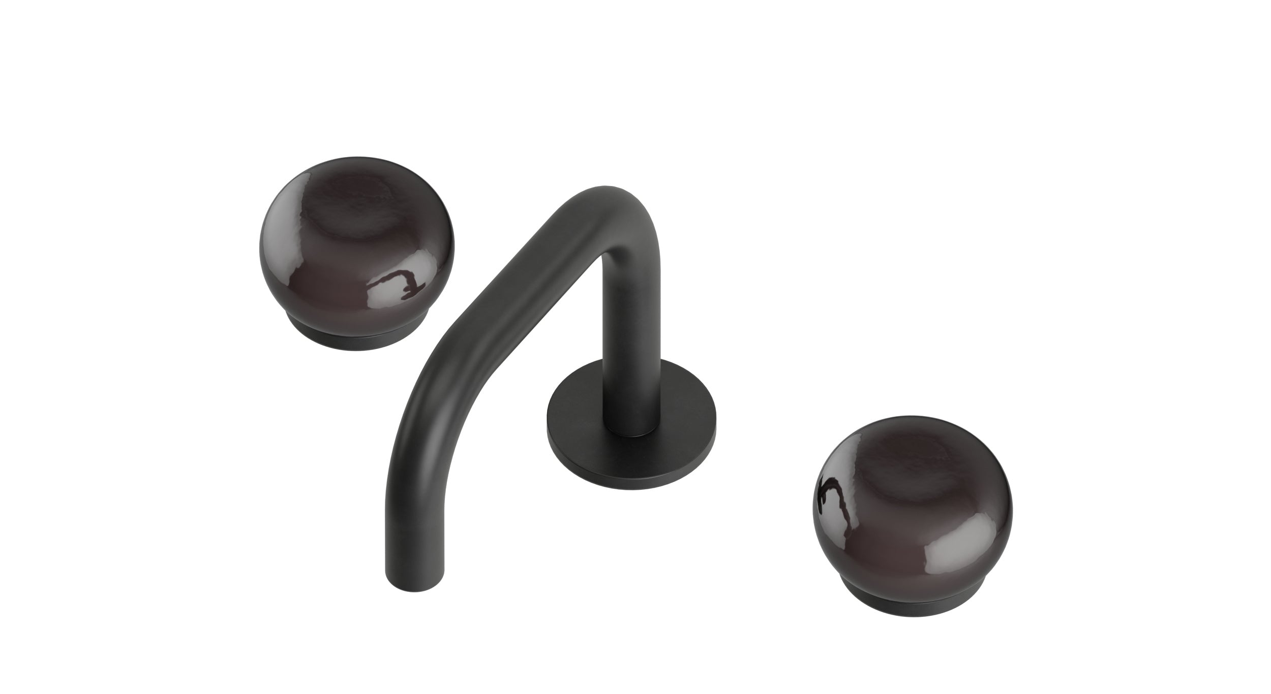 Foundry Two Handle Deck Mount Squaretop Lavatory Faucet with Pebble Ceramic Knob Handles in Oil Rubbed Bronze