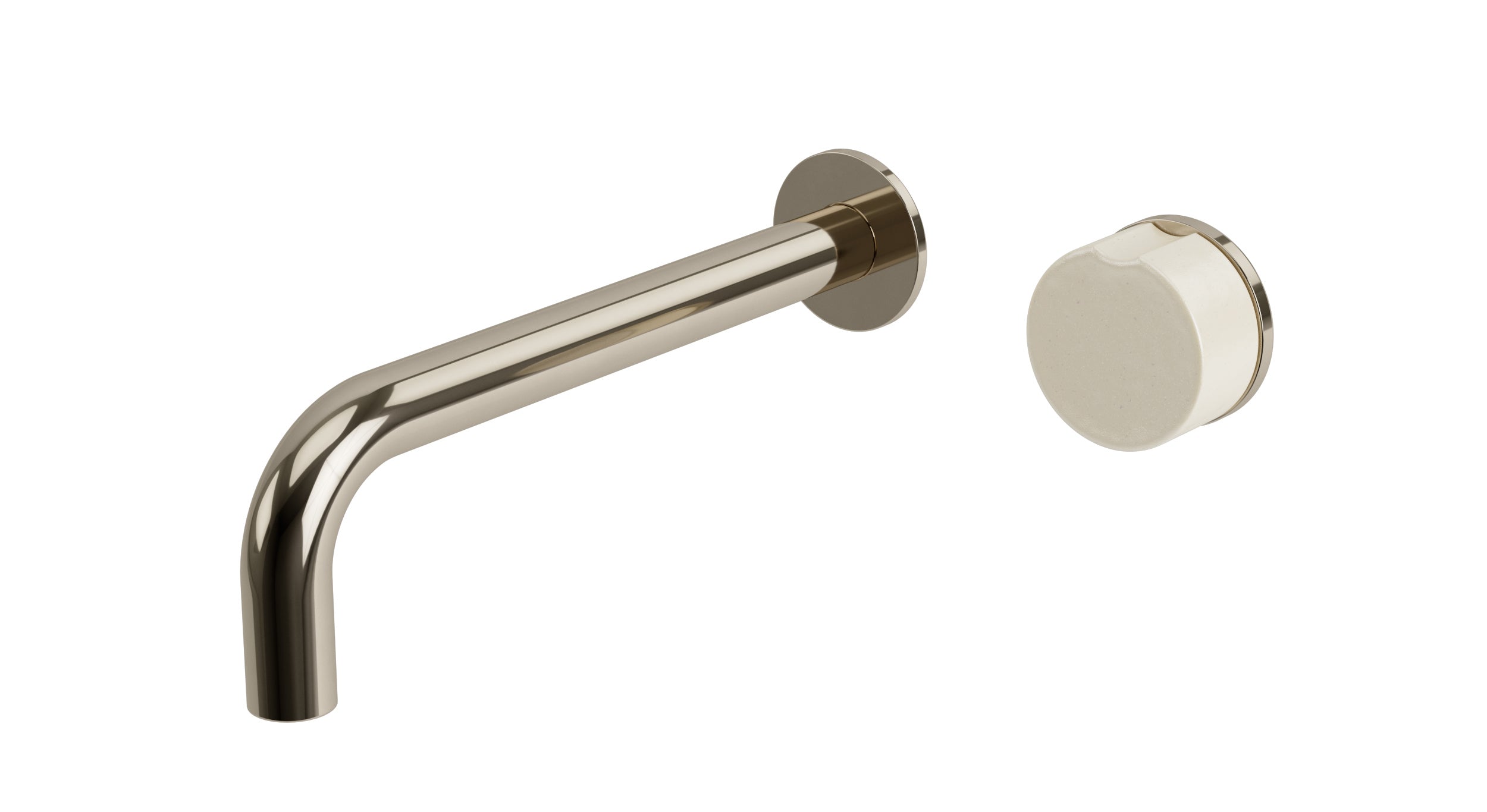 Foundry One Handle Wall Mount 7.5" Lavatory Faucet with Groove Ceramic Knob Handle in Polished Nickel