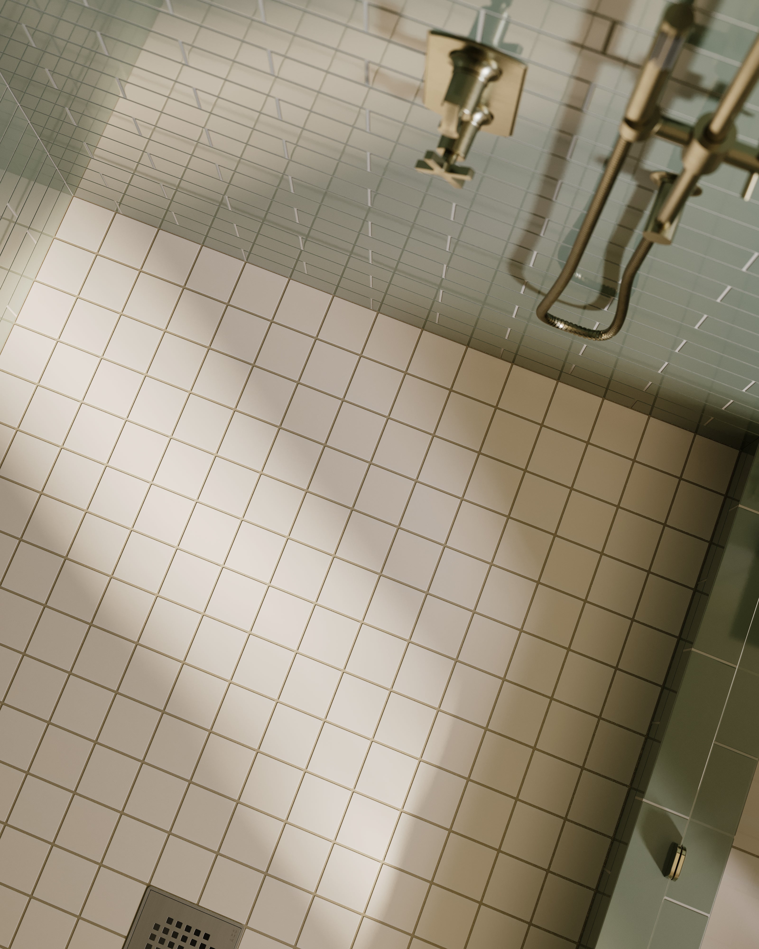 3x3 Straight Set Sheeted Natural Press Ceramic Mosaic Tile in Pearl Matte