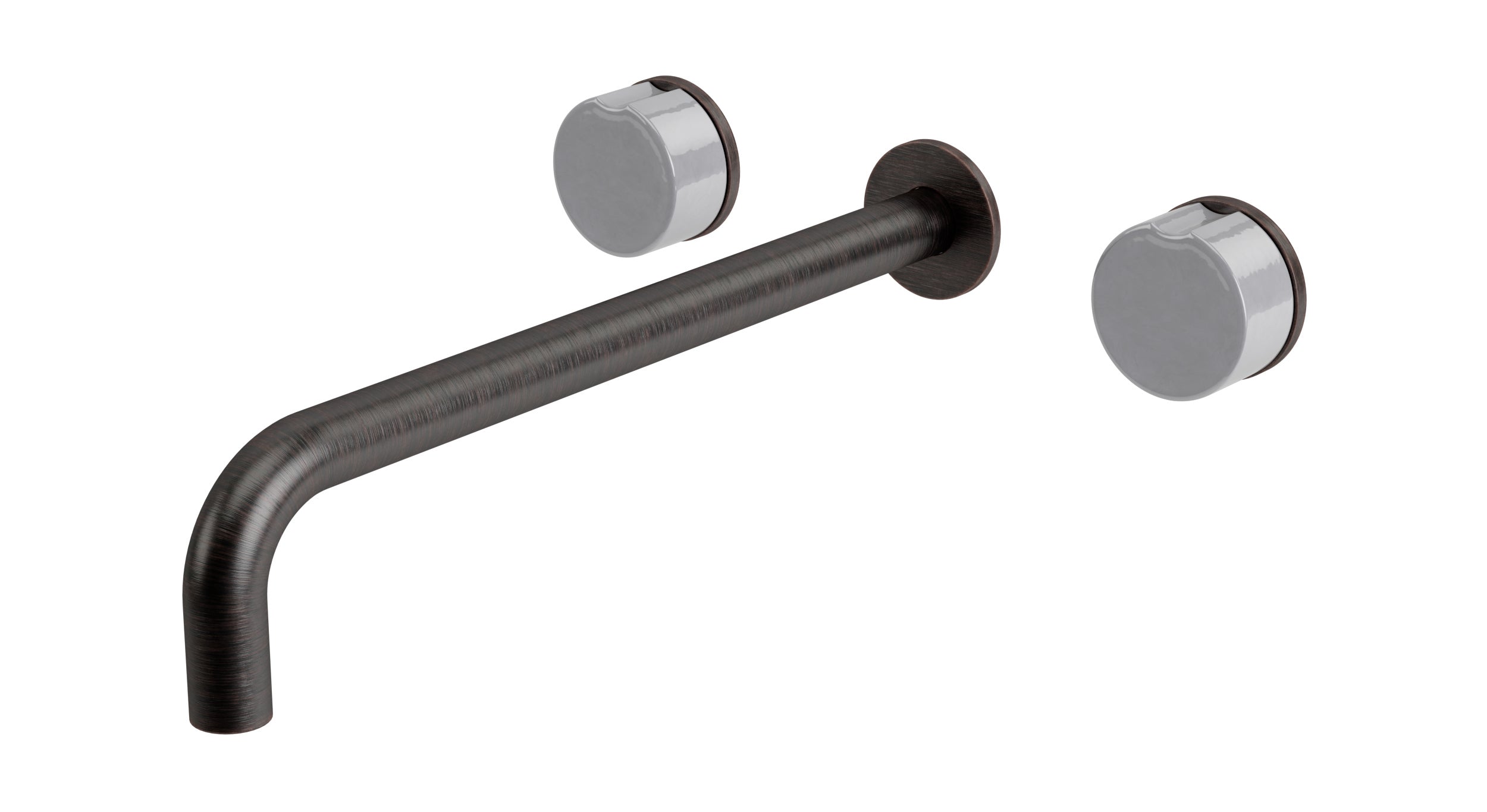 Foundry Two Handle Wall Mount 12" Lavatory Faucet with Groove Ceramic Knob Handles in Antique Bronze