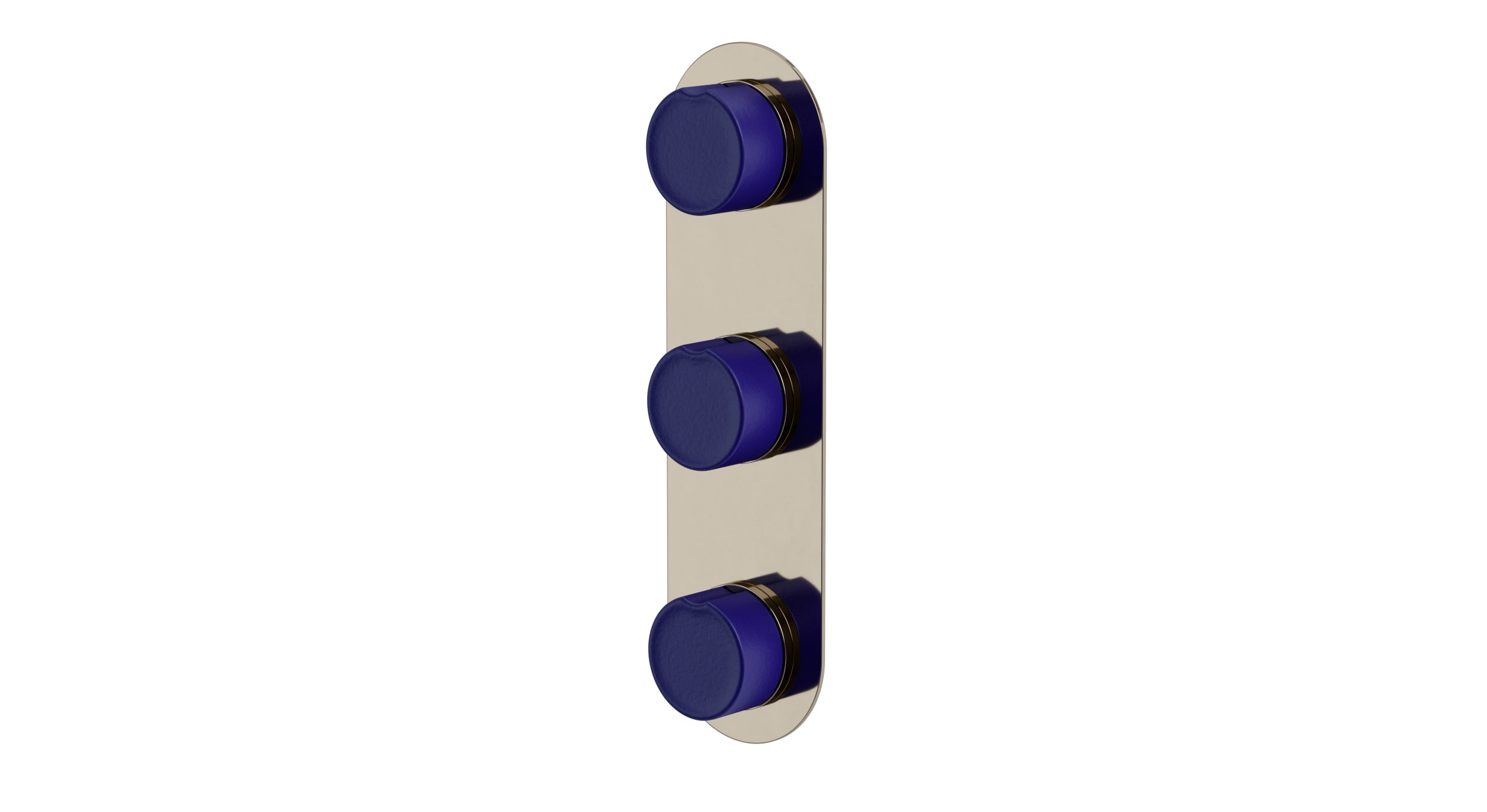 Foundry Three Handle Wall Mount Shower Trim with Groove Ceramic Knob Handles