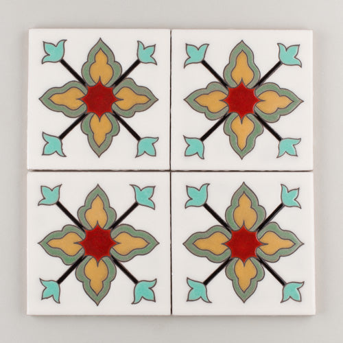 6x6 Handpainted Tile Vigo in Warm Motif