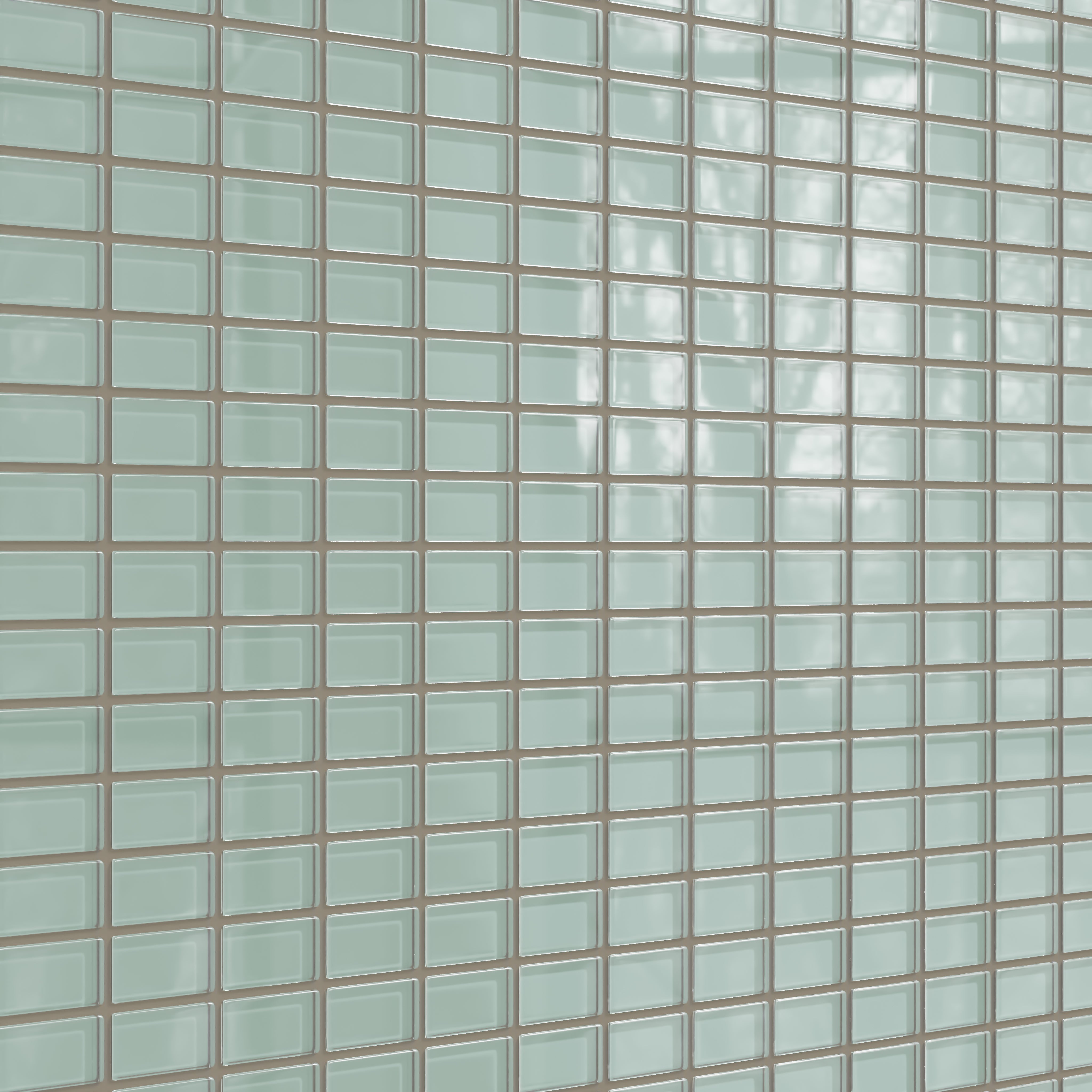 1x2 Straight Set Sheeted Glass Mosaic Tile in Kingfisher Gloss