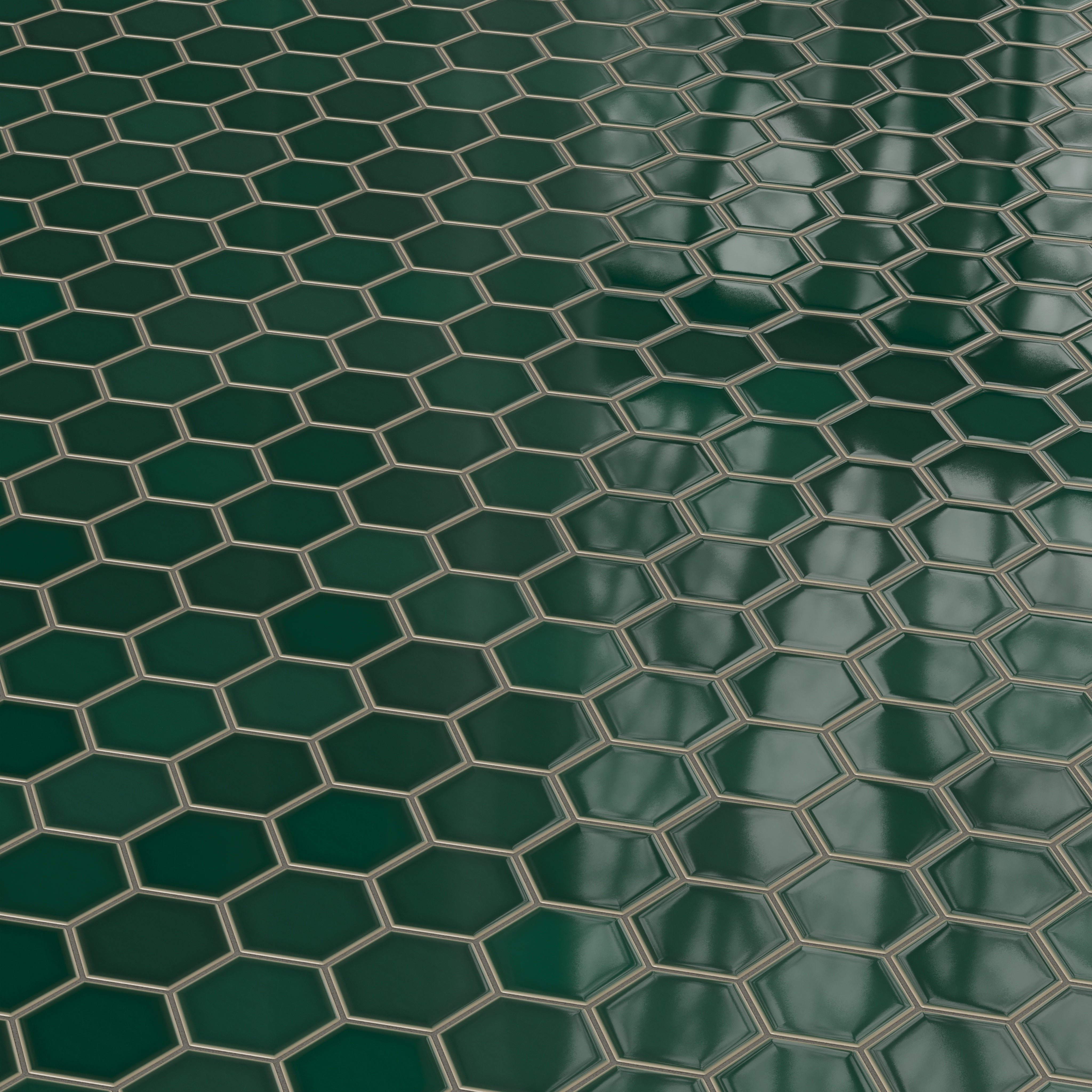 4" Hexagon Original Ceramic Tile in Evergreen Gloss