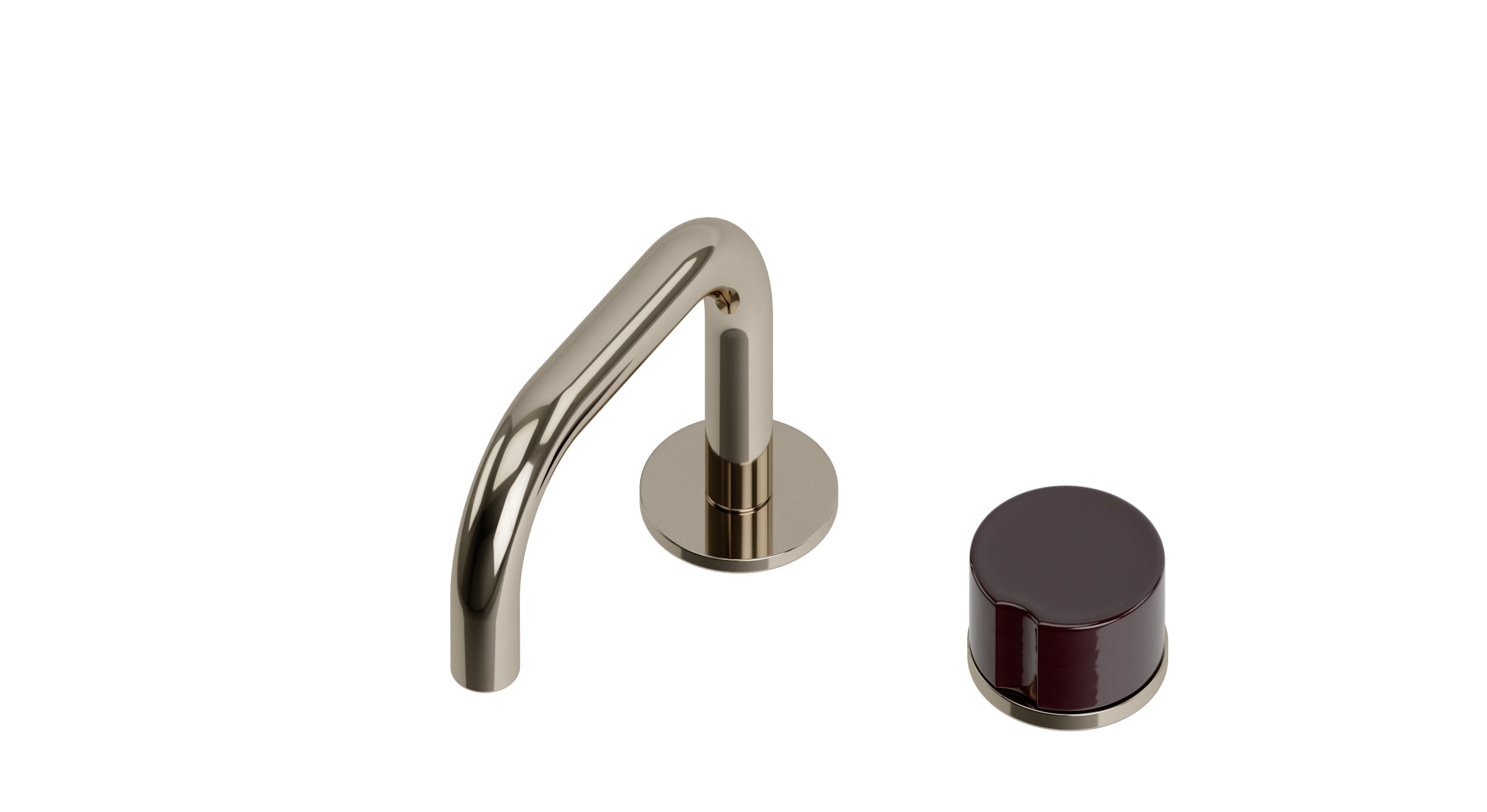 Foundry One Handle Deck Mount Squaretop Lavatory Faucet with Groove Ceramic Knob Handle in Polished Nickel