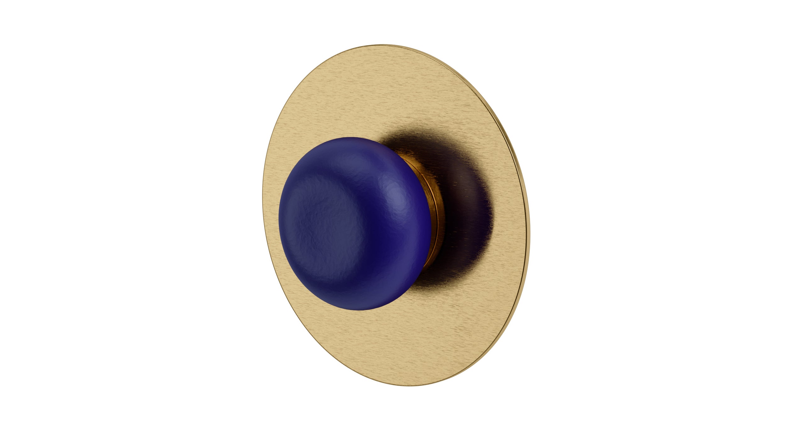 Foundry One Handle Wall Mount Shower Trim with Pebble Ceramic Knob Handle in Satin Brass
