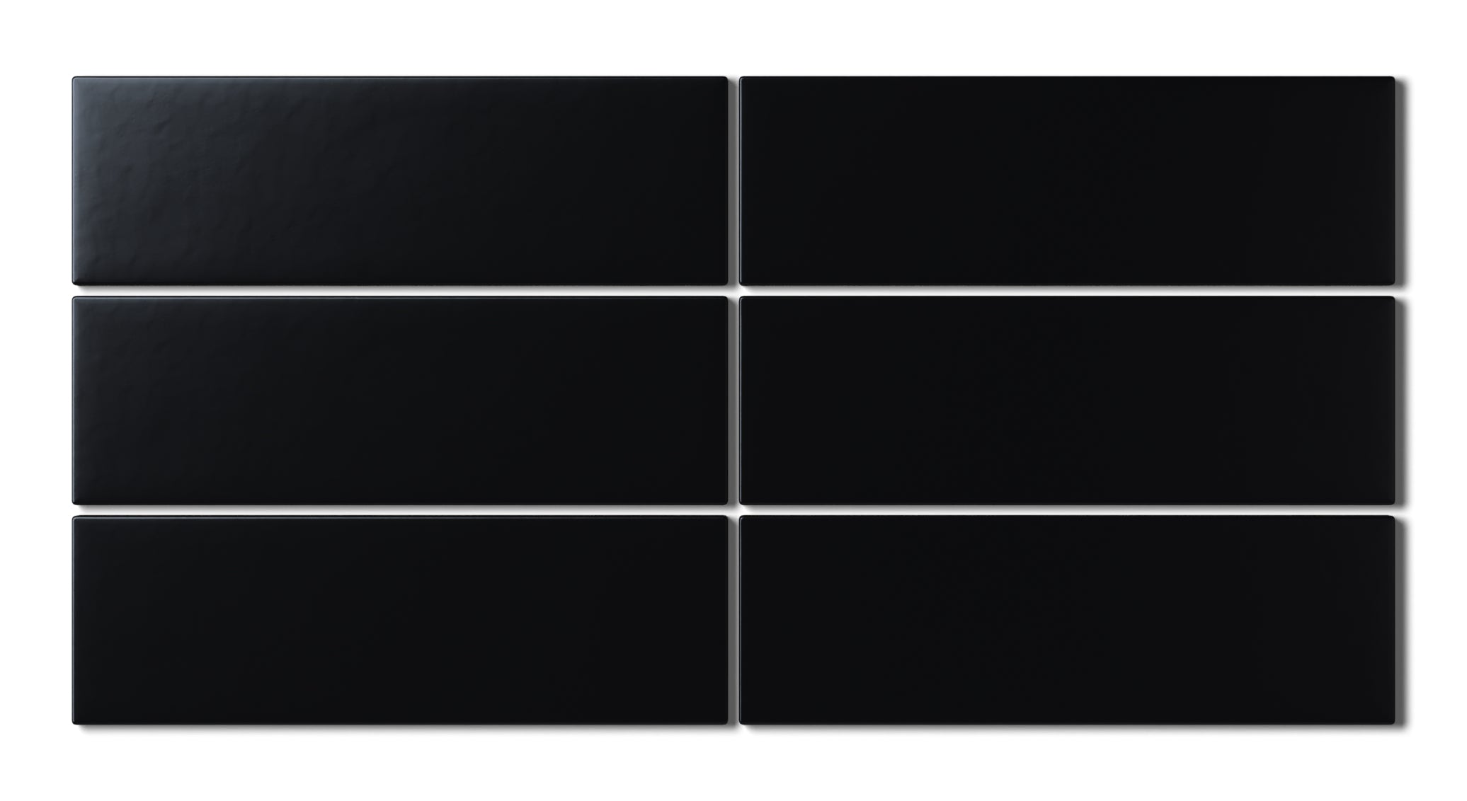 3x9 Natural Press Ceramic Tile in Bone Black Matte