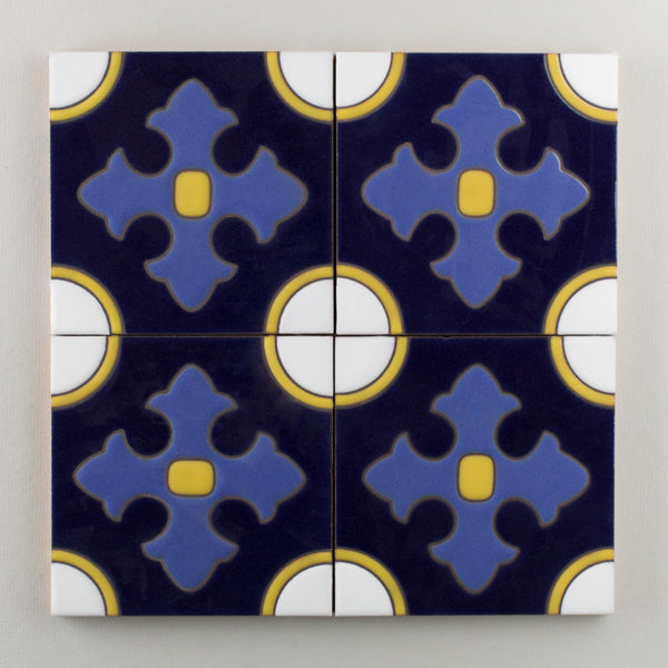 6x6 Handpainted Tile Alameda in Cool Motif