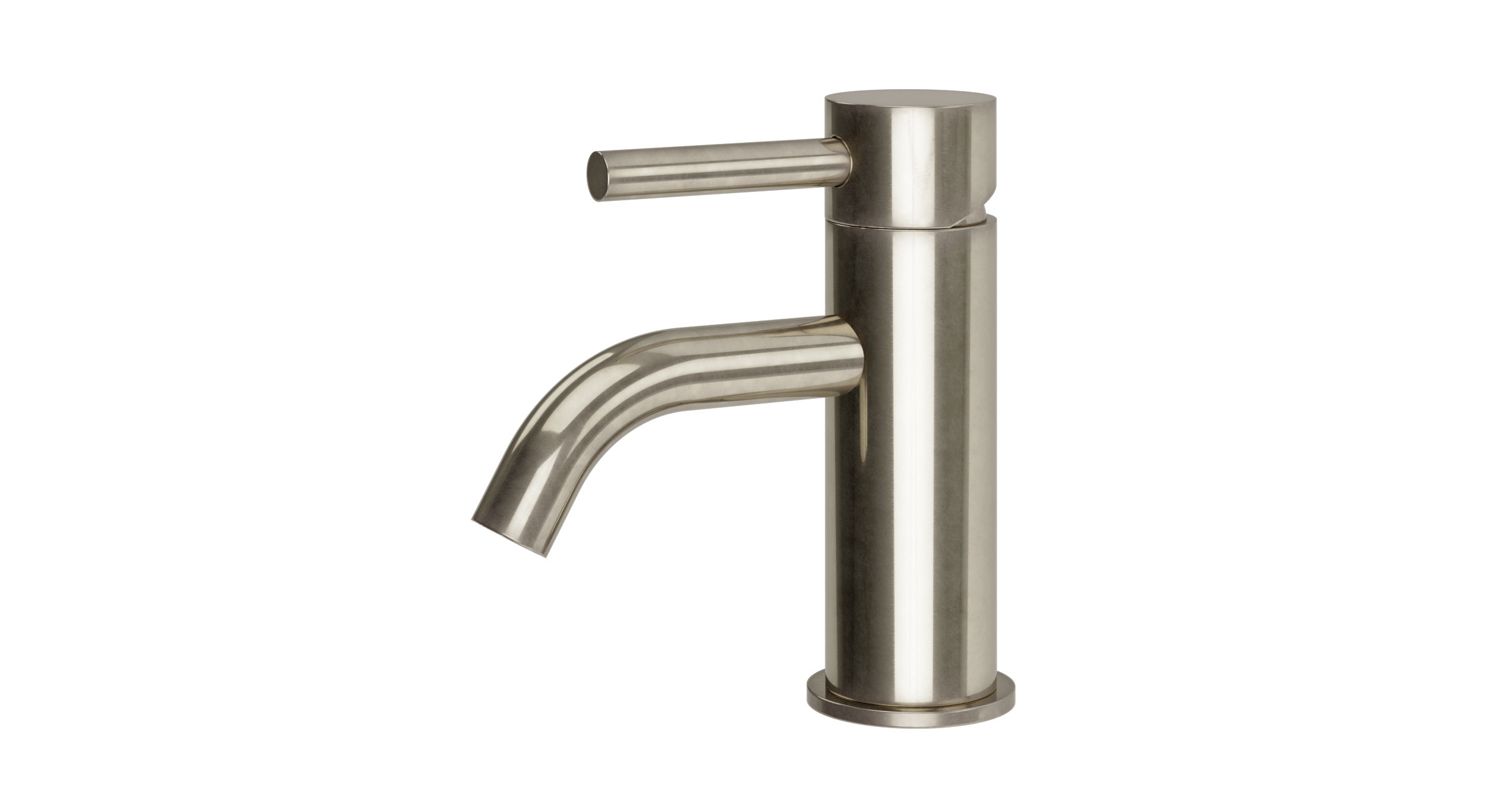 Contour One Handle Deck Mount Monoblock Lavatory Faucet with Soft Lever Handle in French Nickel