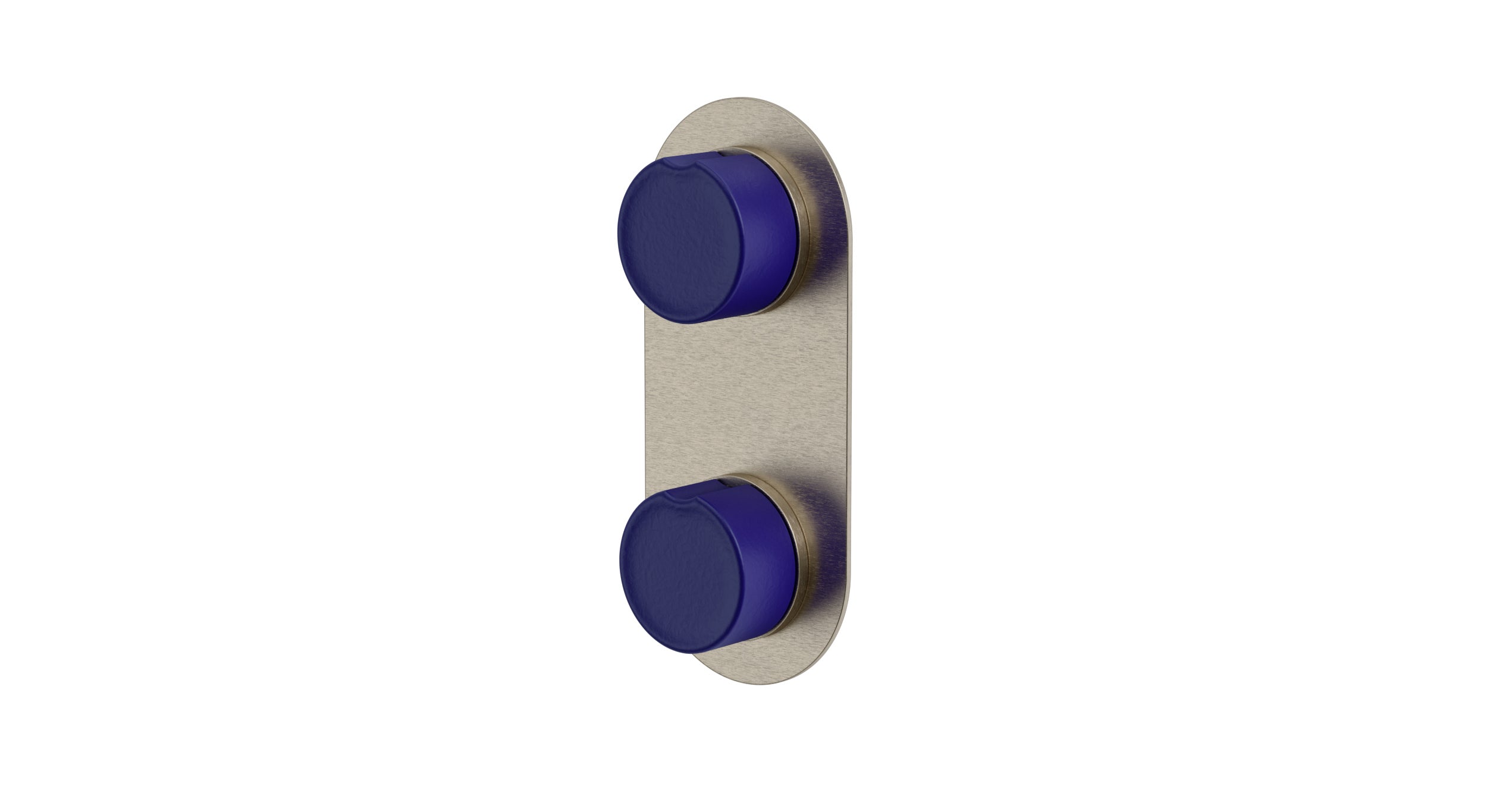 Foundry Two Handle Wall Mount Shower Trim with Groove Ceramic Knob Handles in Satin Nickel