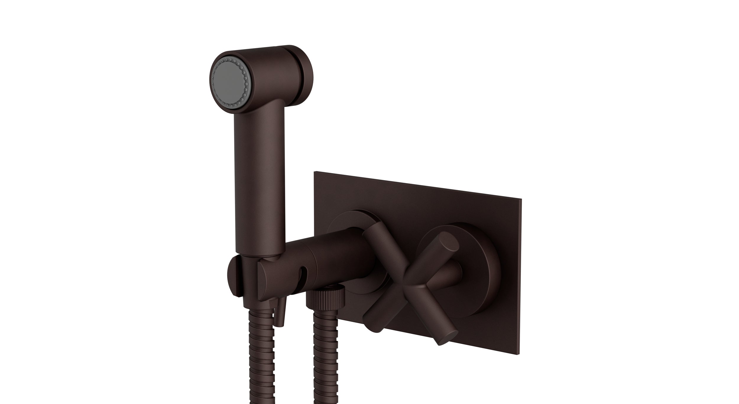 Contour One Handle Wall Mount Bidet Trim with Soft Cross Handle in Architectural Copper