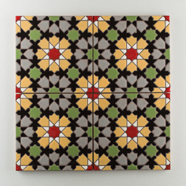 8x8 Handpainted Tile Elephant Star in Warm Motif