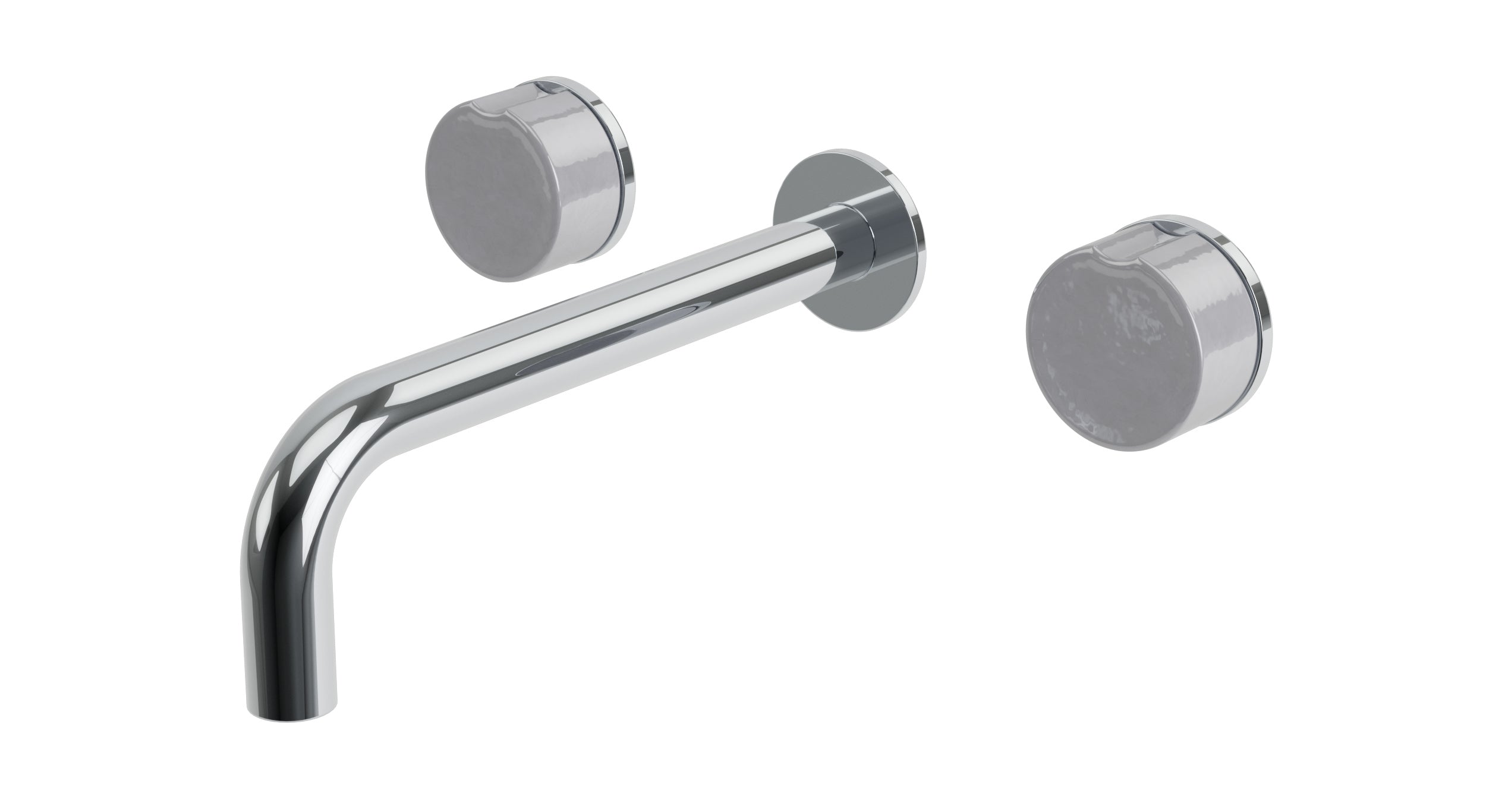 Foundry Two Handle Wall Mount 7.5" Lavatory Faucet with Groove Ceramic Knob Handles in Polished Chrome