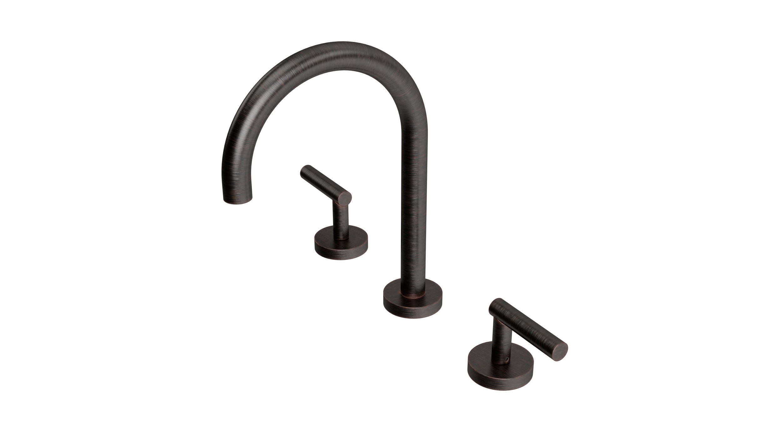 Contour Two Handle Deck Mount Gooseneck Lavatory Faucet with Soft Lever Handles in Antique Bronze