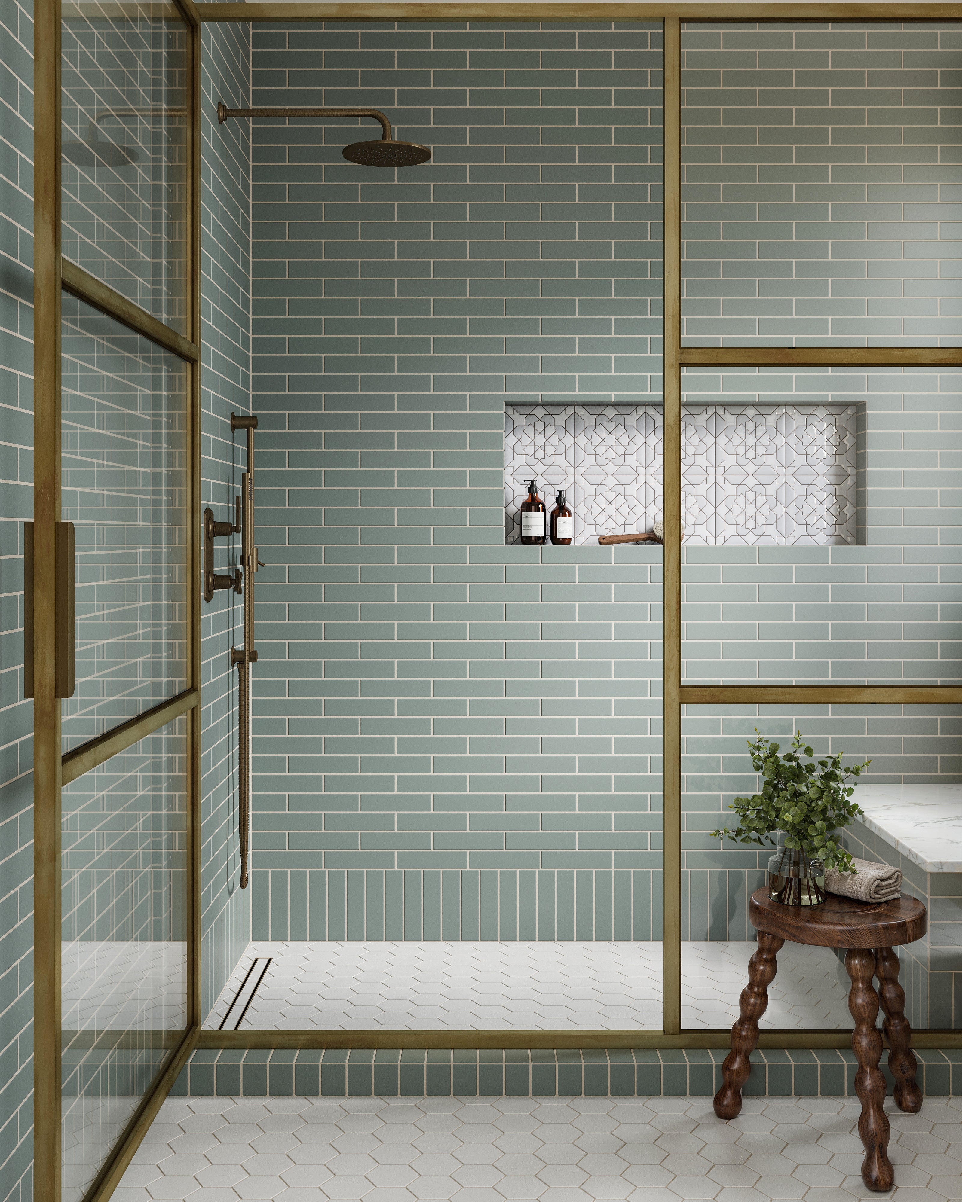 8x8 Handpainted Tile Sintra in Neutral Motif