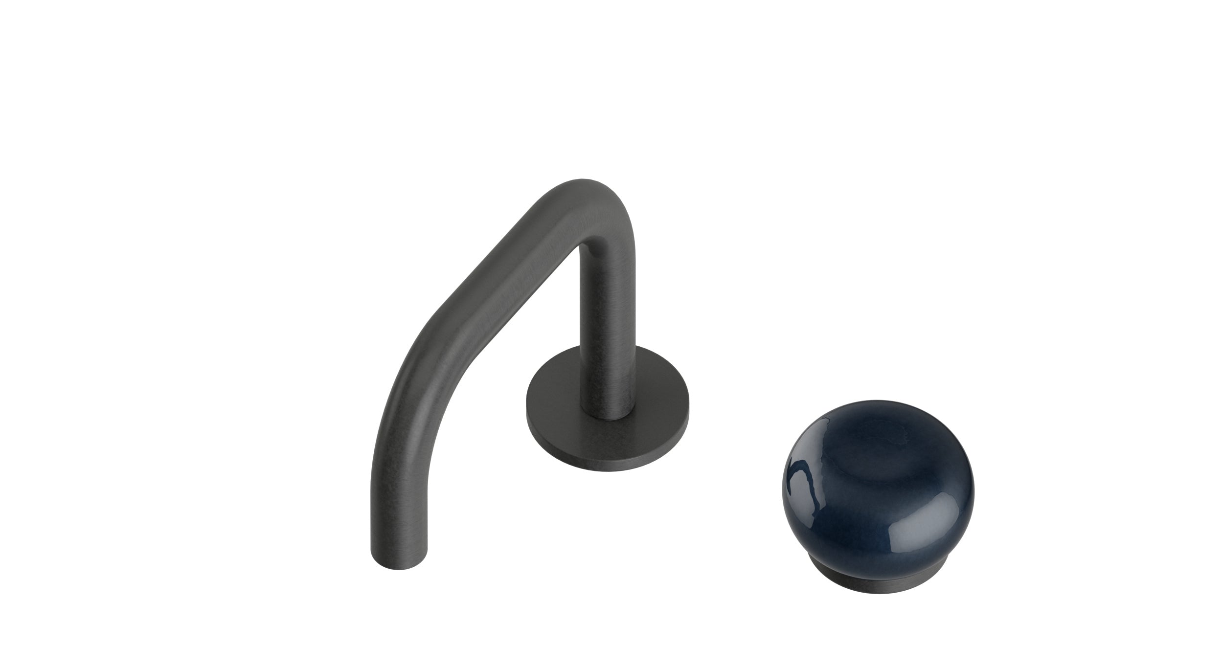 Foundry One Handle Deck Mount Squaretop Lavatory Faucet with Pebble Ceramic Knob Handle in Blackened Nickel