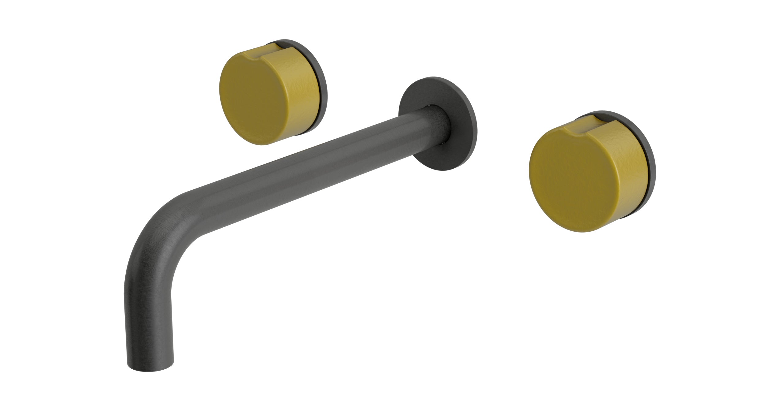 Foundry Two Handle Wall Mount 7.5" Lavatory Faucet with Groove Ceramic Knob Handles in Blackened Nickel