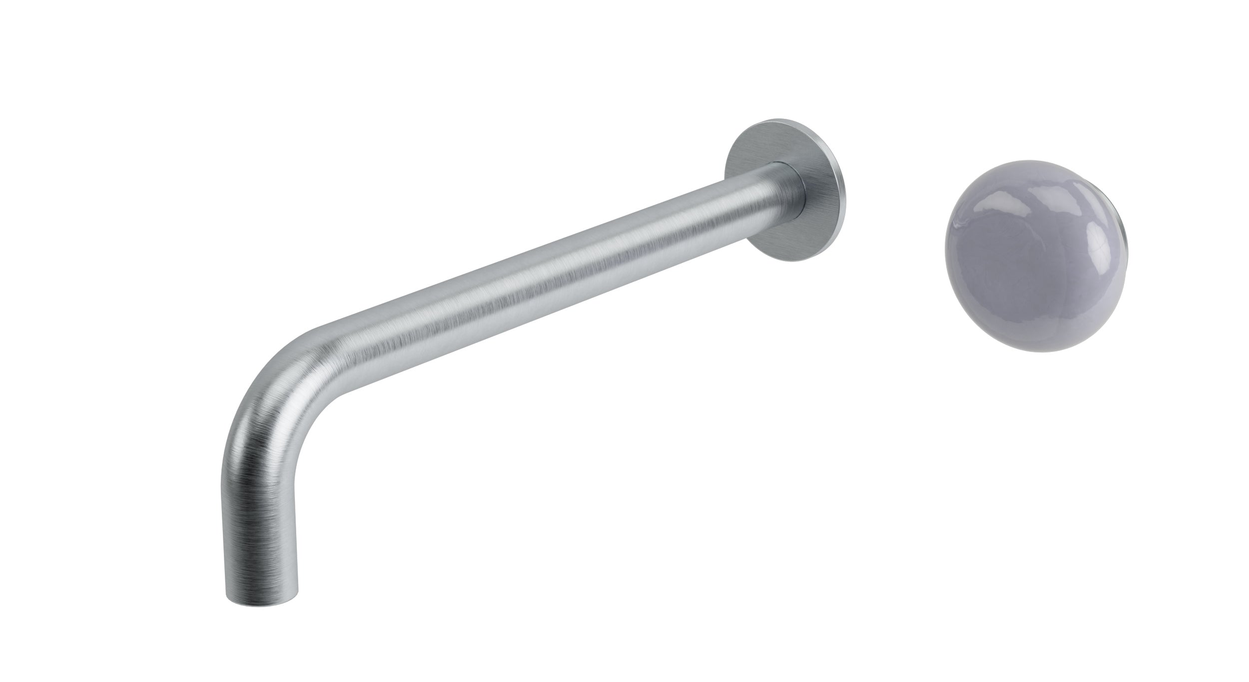 Foundry One Handle Wall Mount 10" Lavatory Faucet with Pebble Ceramic Knob Handle in Satin Chrome