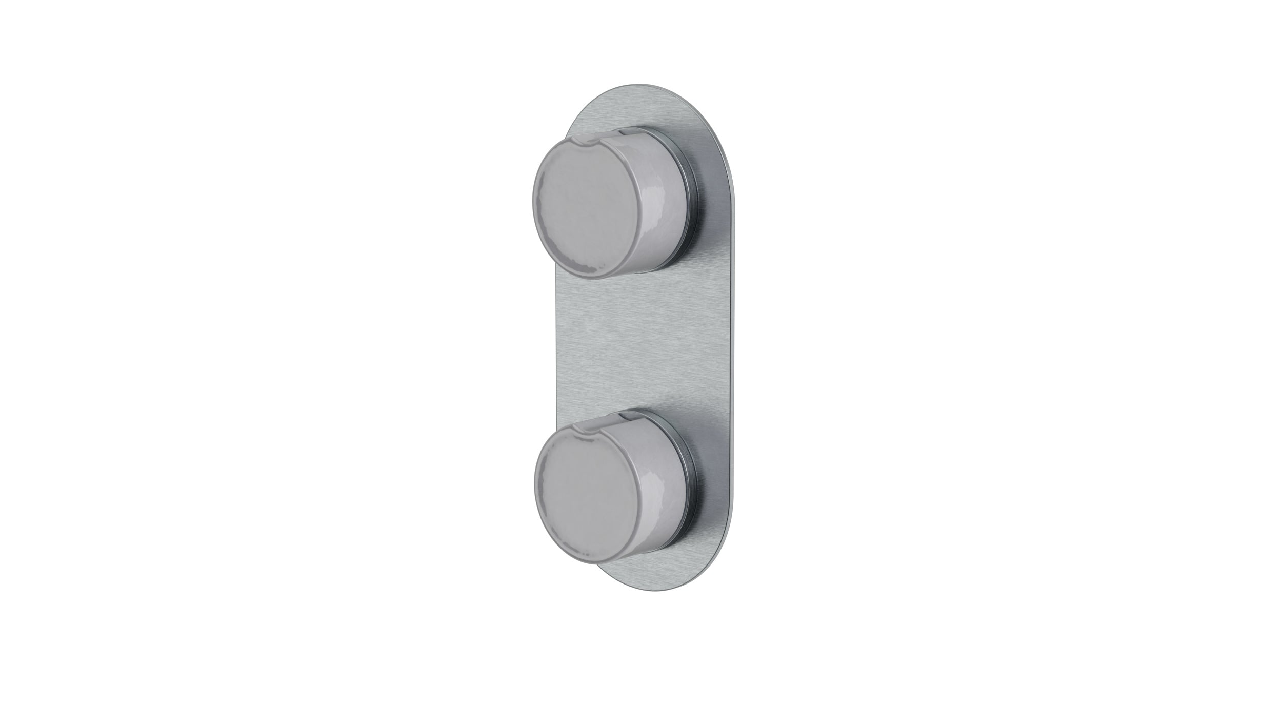 Foundry Two Handle Wall Mount Shower Trim with Groove Ceramic Knob Handles in Satin Chrome