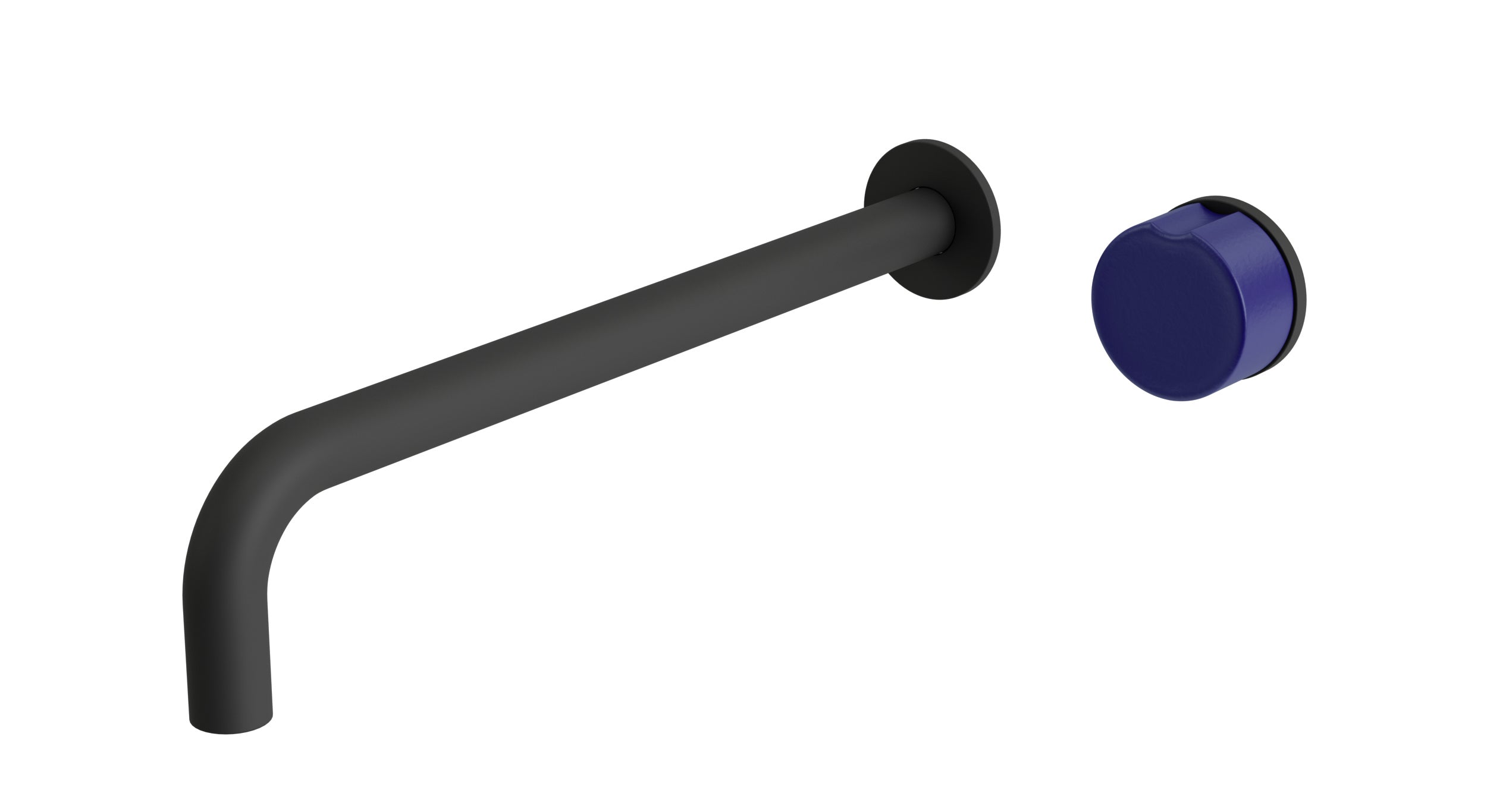 Foundry One Handle Wall Mount 12" Lavatory Faucet with Groove Ceramic Knob Handle in Matte Black